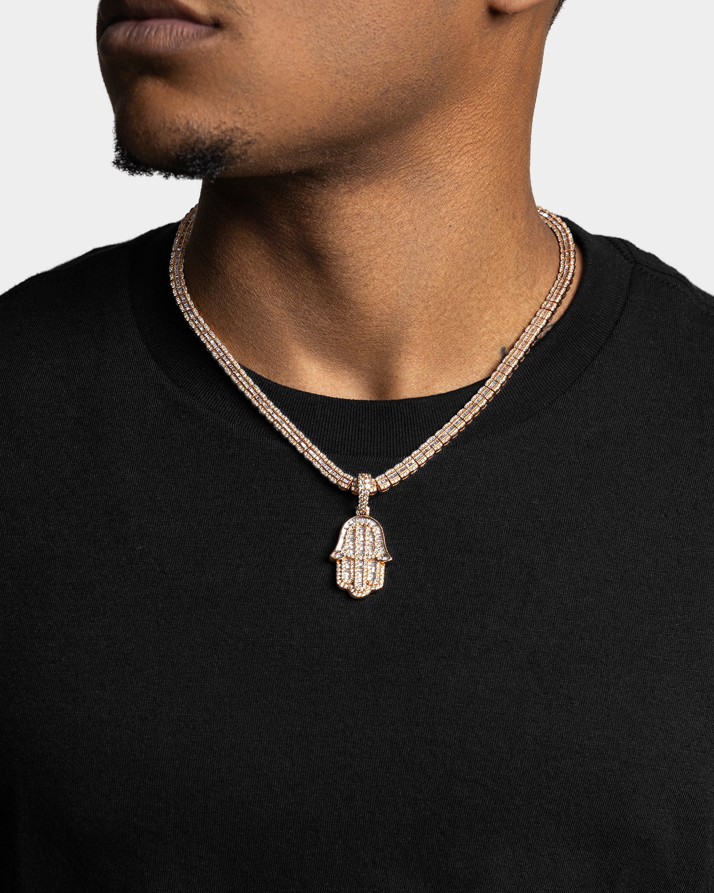 Rose Gold Hamsa Diamond Pendant | The Ice Champ TX