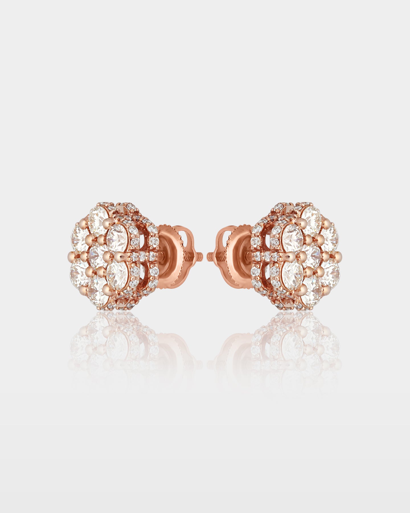 Rose Gold Iced Flower Diamond Studs | The Ice Champ Dallas, Texas