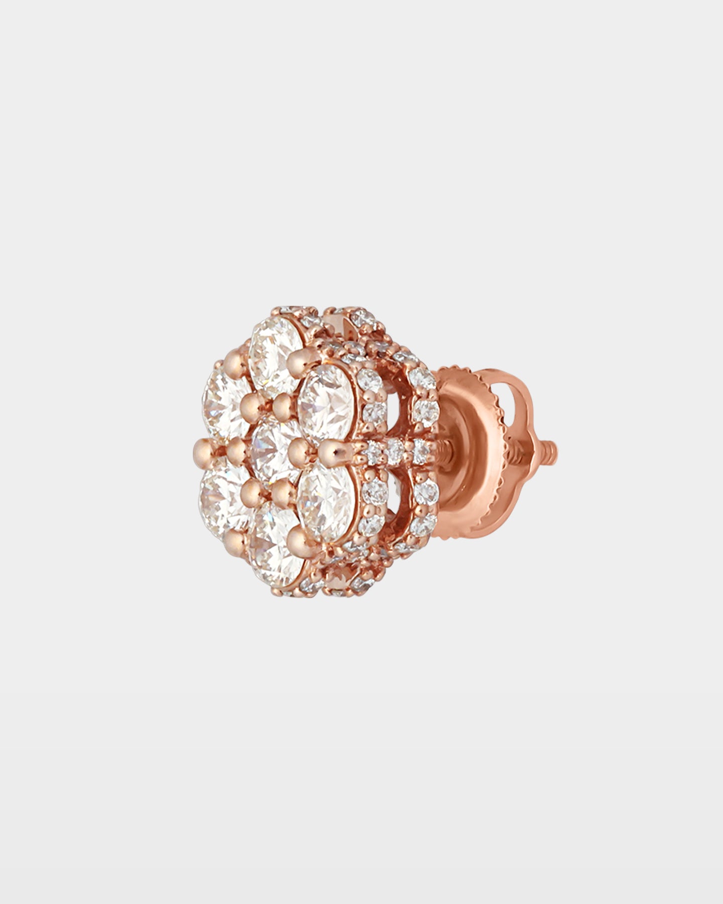 Rose Gold Iced Flower Diamond Studs | The Ice Champ Dallas, Texas