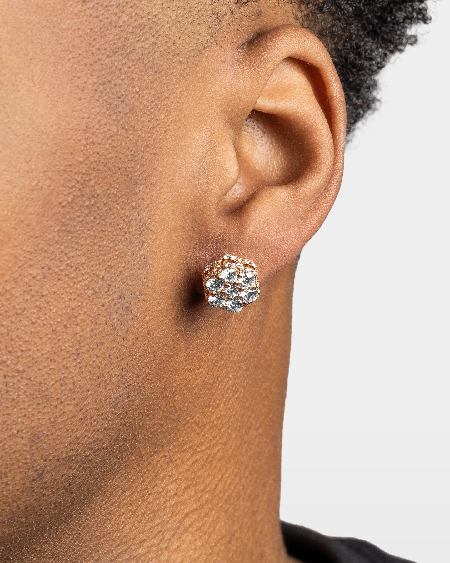 Rose Gold Iced Flower Diamond Studs | The Ice Champ