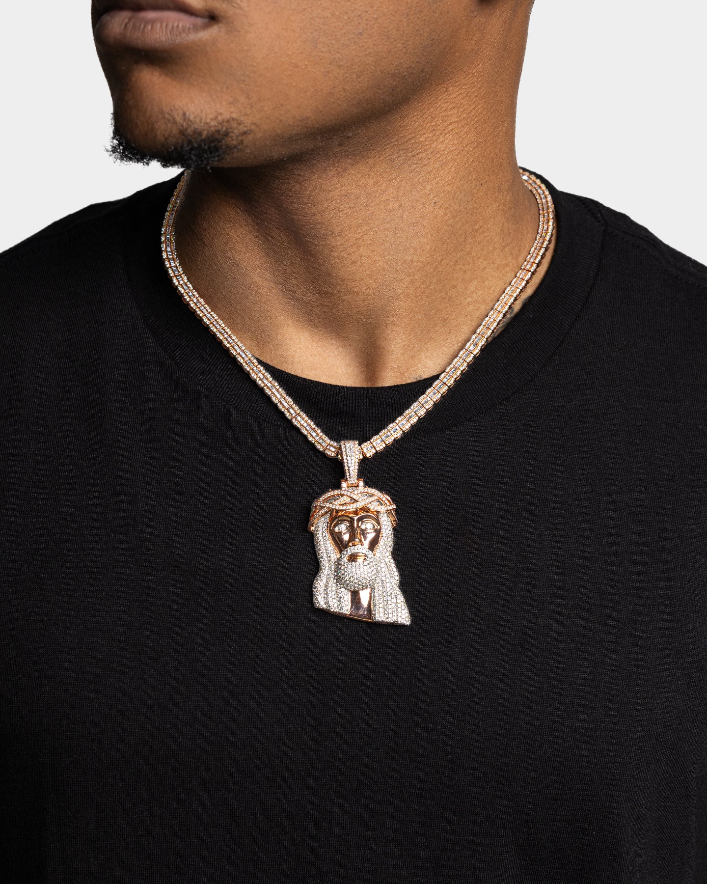 Rose Gold Jesus Diamond Pendant | Noah's Fine Watches