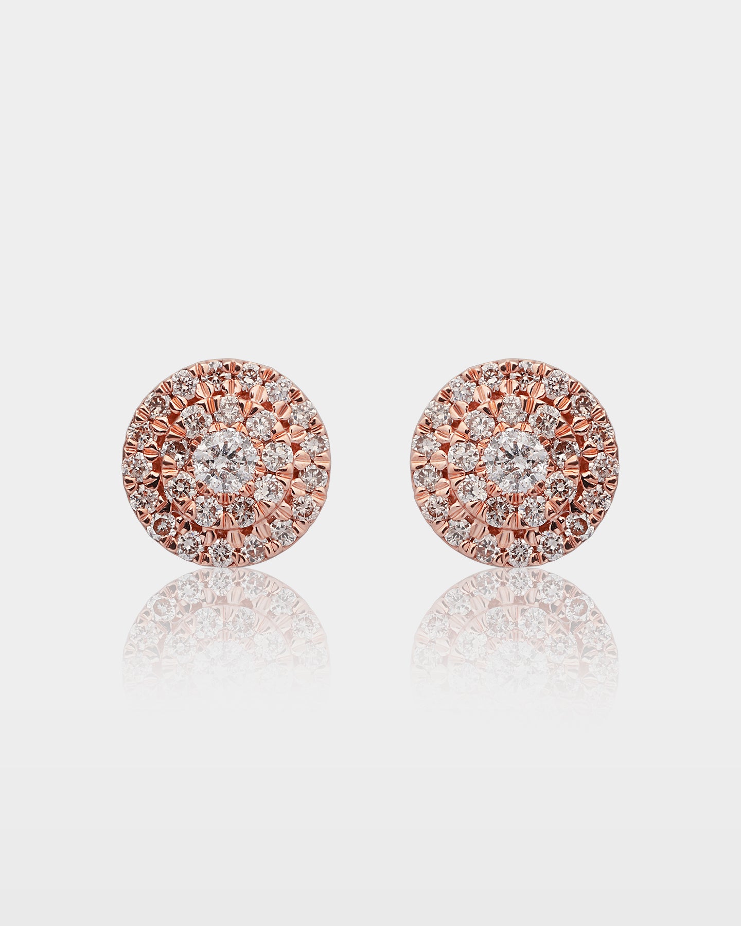 Rose Gold Layered Cluster Diamond Studs | The Ice Champ Jewelry