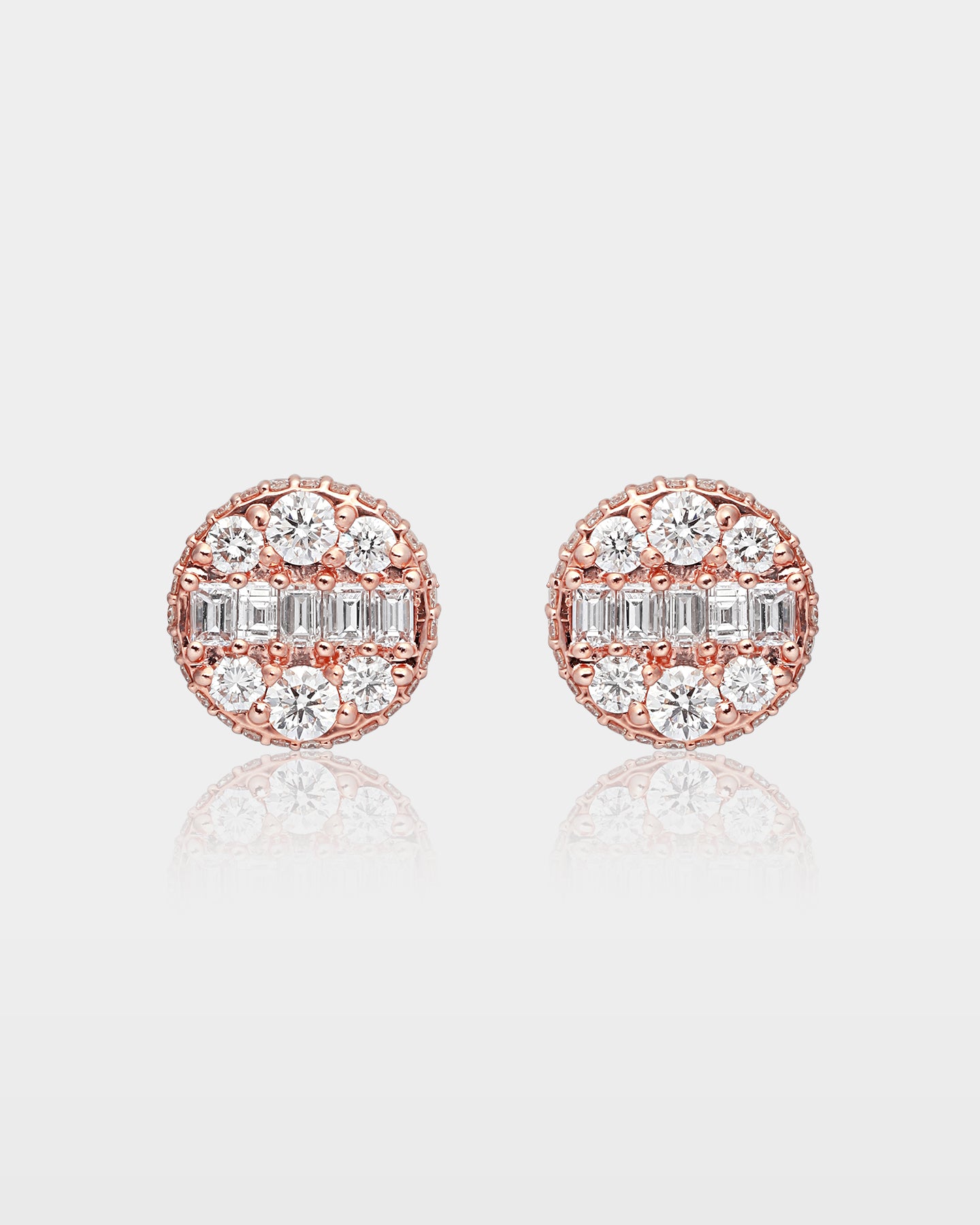 Rose Gold Mixed Cut Diamond Studs | The Ice Champ Jewelry