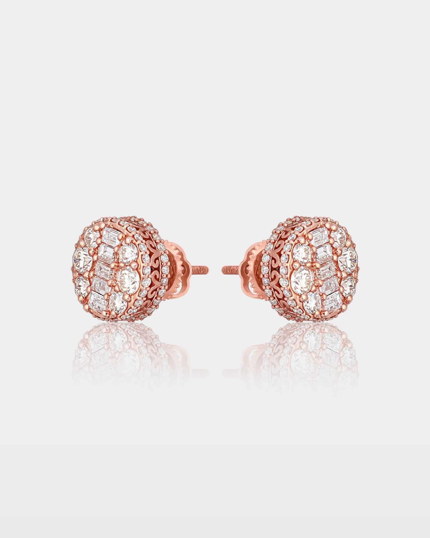 Rose Gold Mixed Cut Diamond Studs | The Ice Champ Jewelry