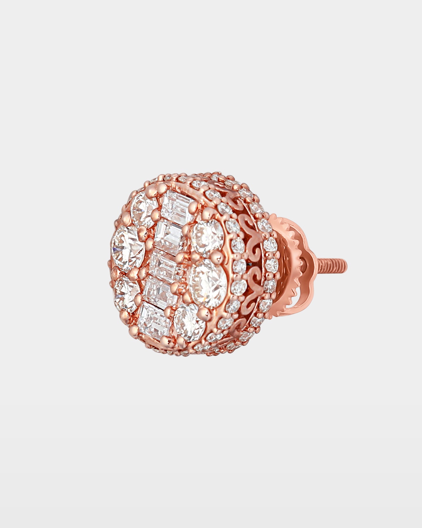 Rose Gold Mixed Cut Diamond Studs | The Ice Champ Jewelry