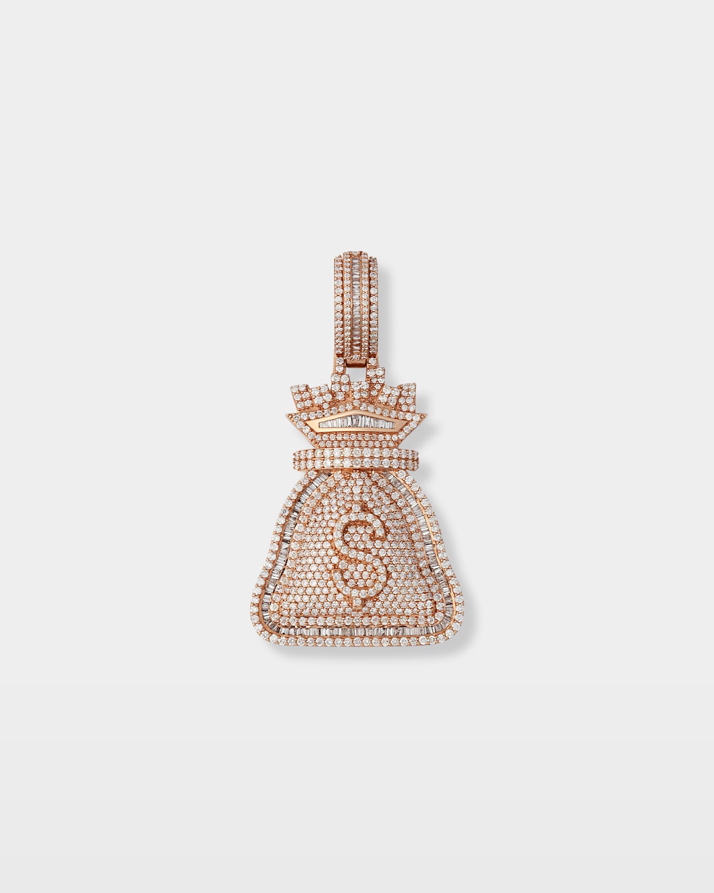 Rose Gold Money Bag Diamond Pendant | The Ice Champ Dallas