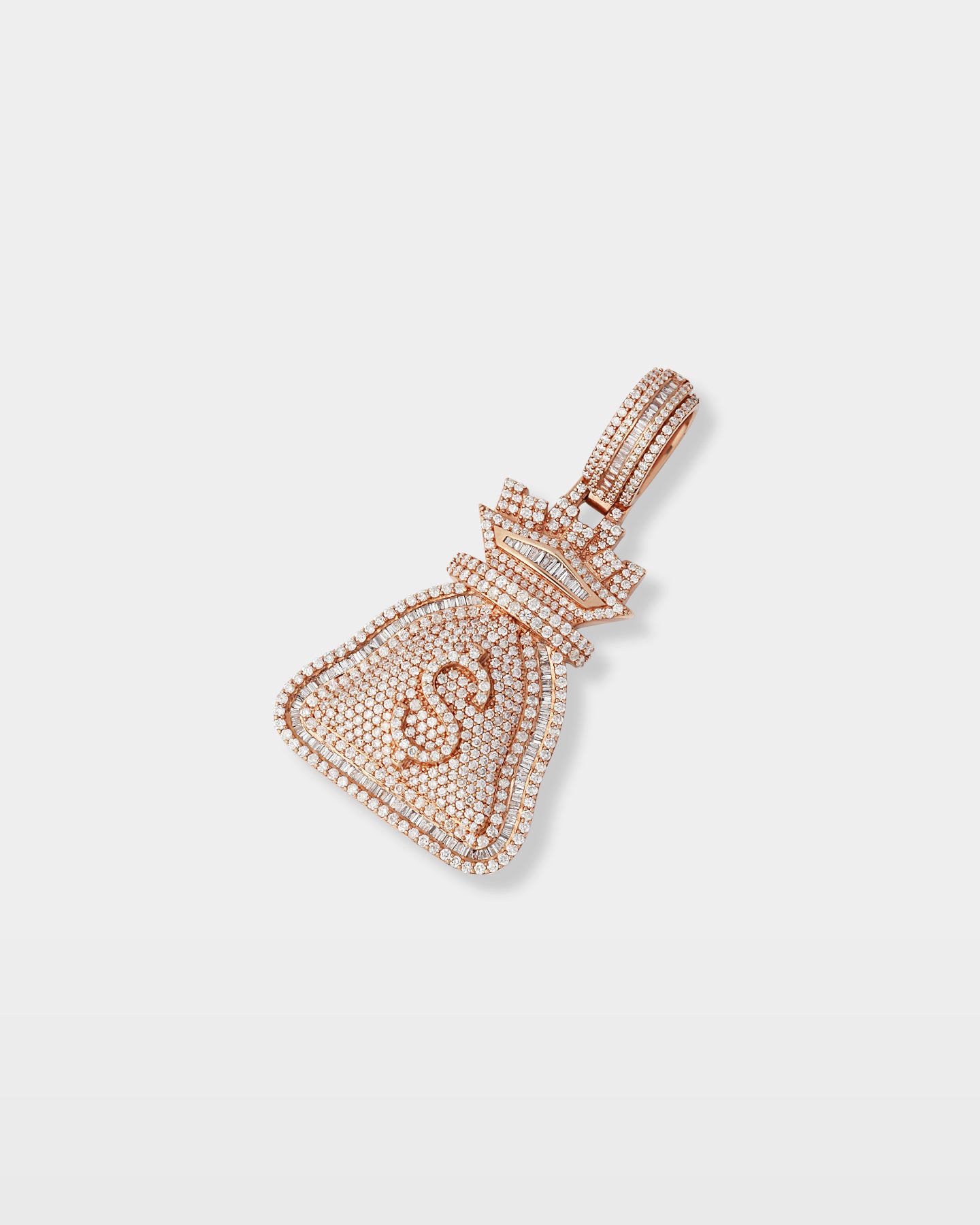 Rose Gold Money Bag Diamond Pendant | The Ice Champ Dallas