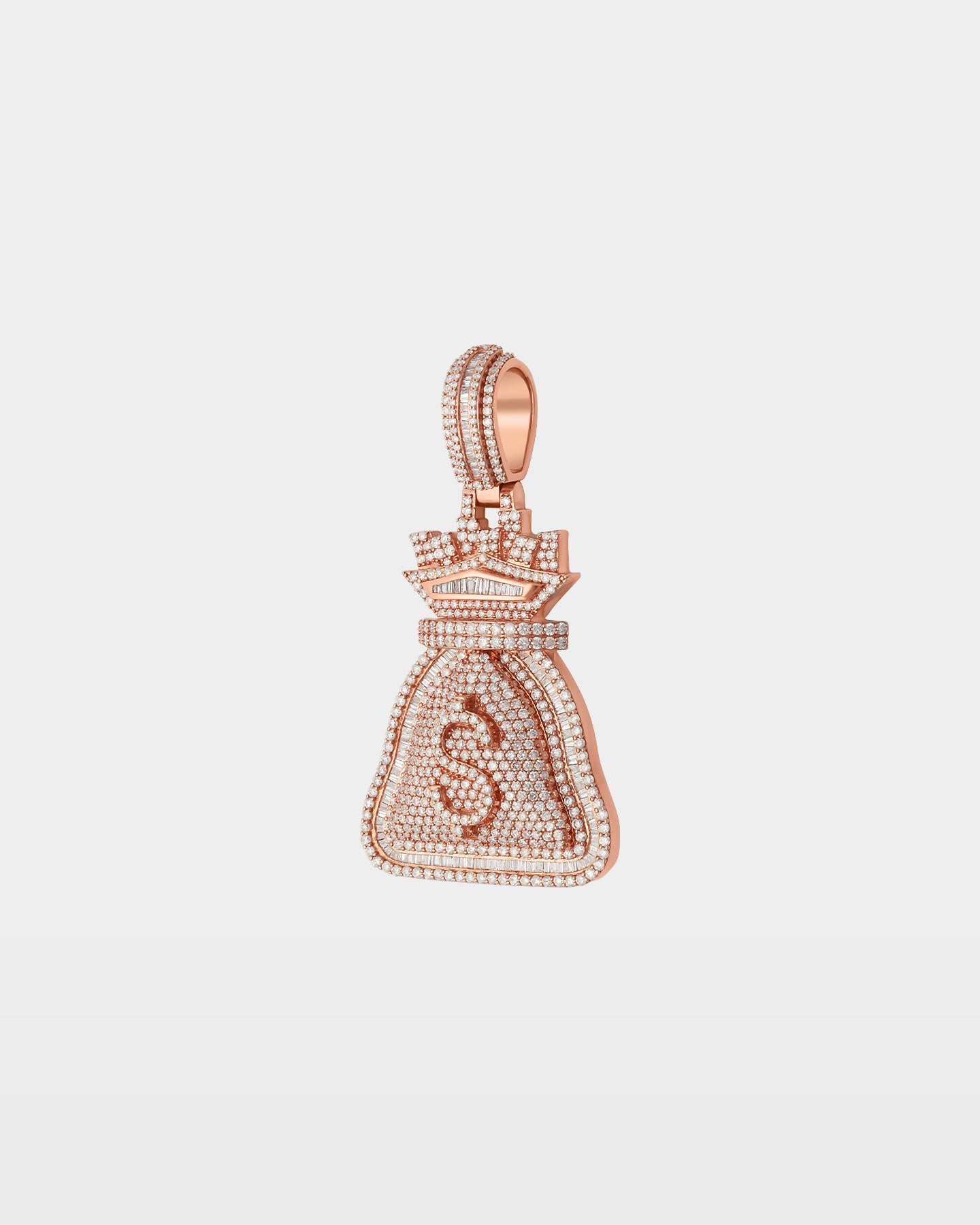 Rose Gold Money Bag Diamond Pendant | The Ice Champ Dallas
