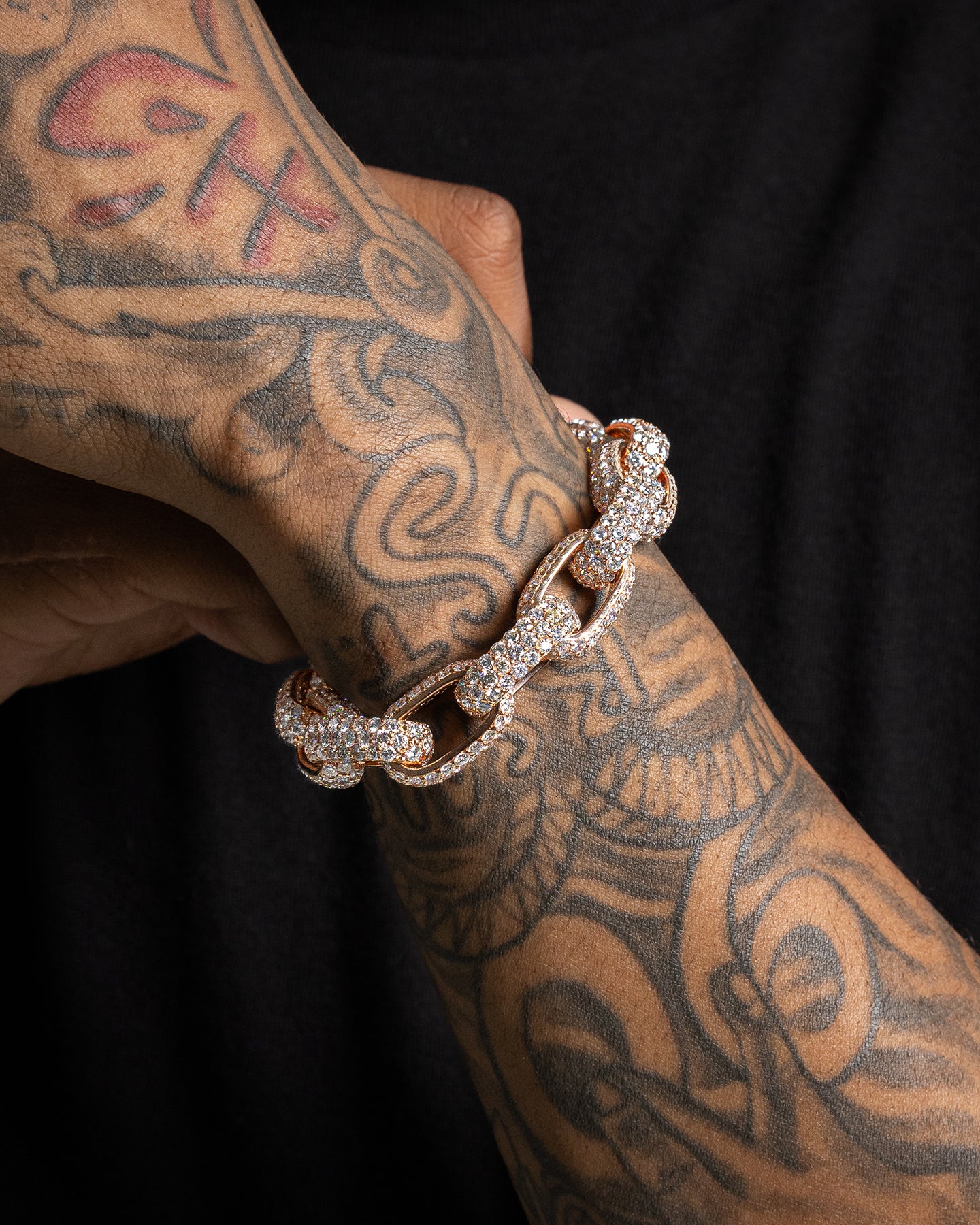 Rose Gold Pavé Diamond Chain Bracelet | The Ice Champ Grapevine, Texas