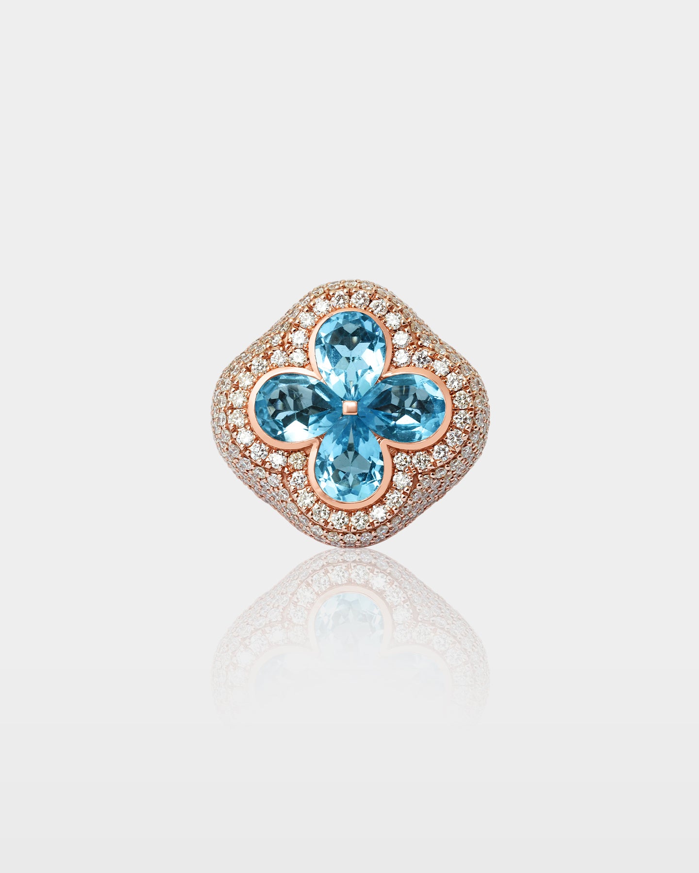 Gold Pear-Cut Aquamarine & Diamond Floral Motif Ring | The Ice Champ Grapevine, Texas