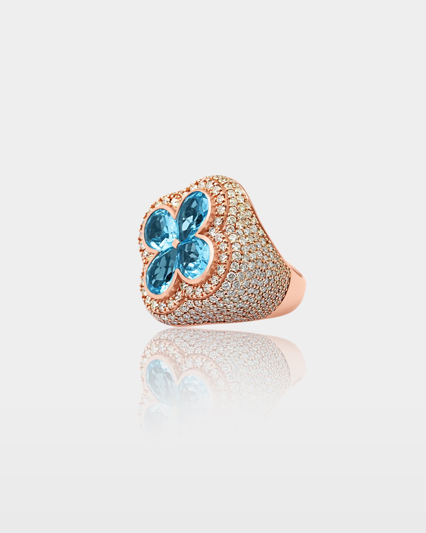 Gold Pear-Cut Aquamarine & Diamond Floral Motif Ring | The Ice Champ Grapevine, Texas