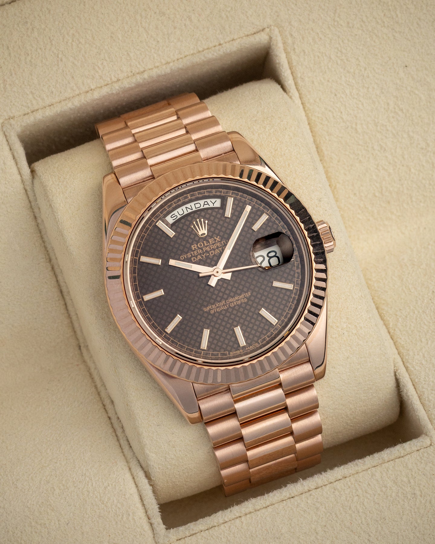 Chocolate Dial Rolex Day-Date 40 228235 | The Ice Champ DFW