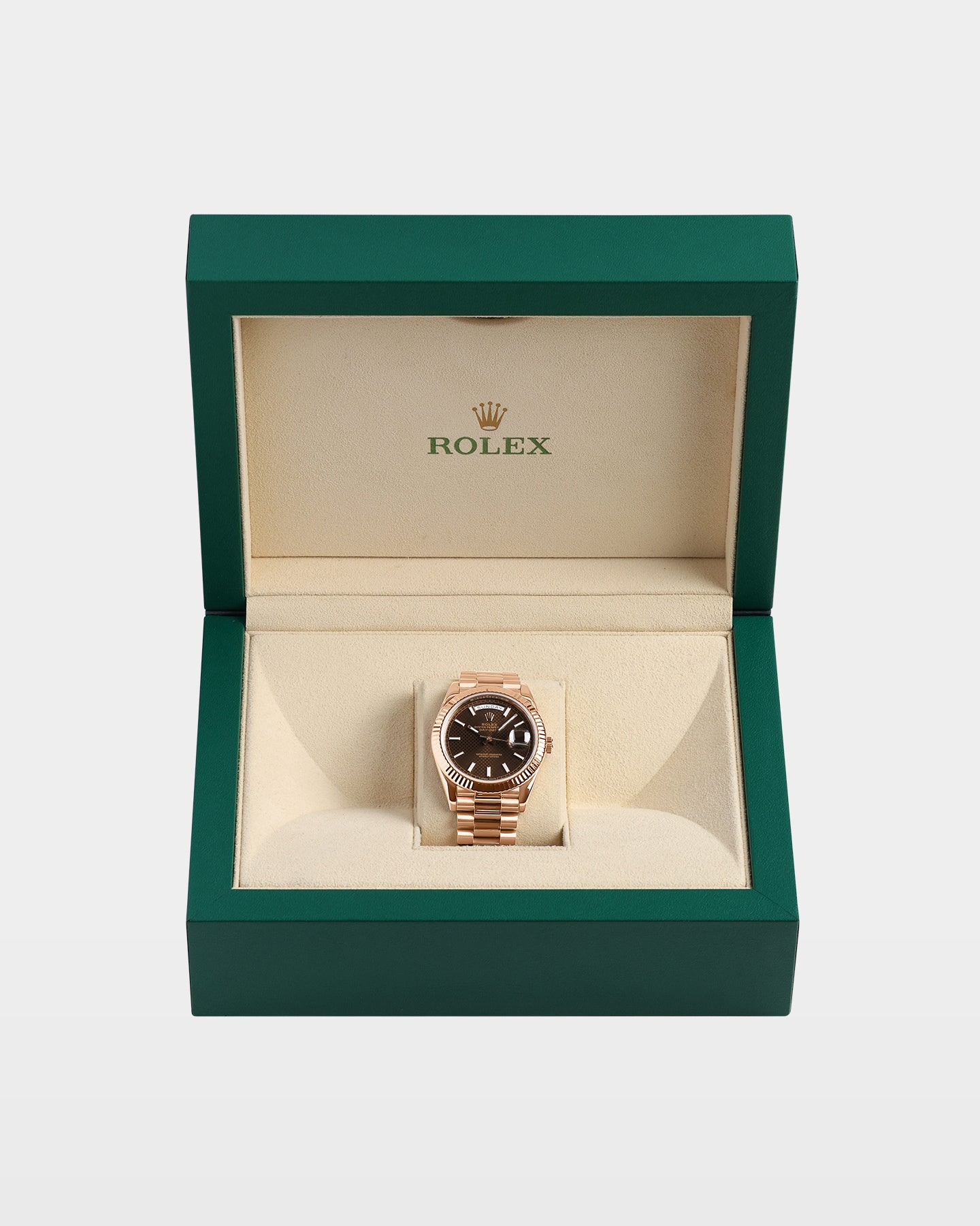Chocolate Dial Rolex Day-Date 40 228235 | The Ice Champ DFW