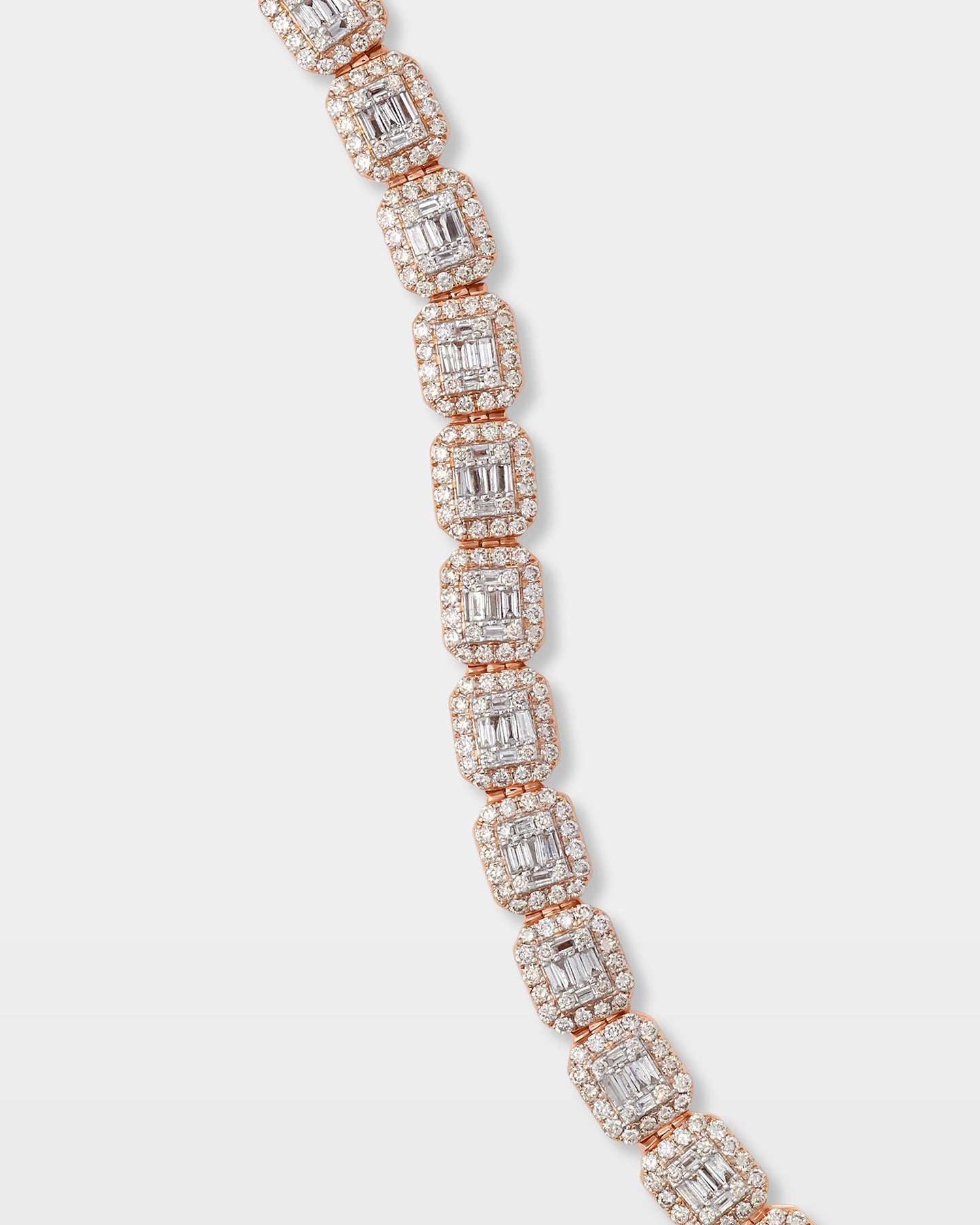 Rose Gold Round & Baguette Diamond Link Bracelet | The Ice Champ DFW, Texas