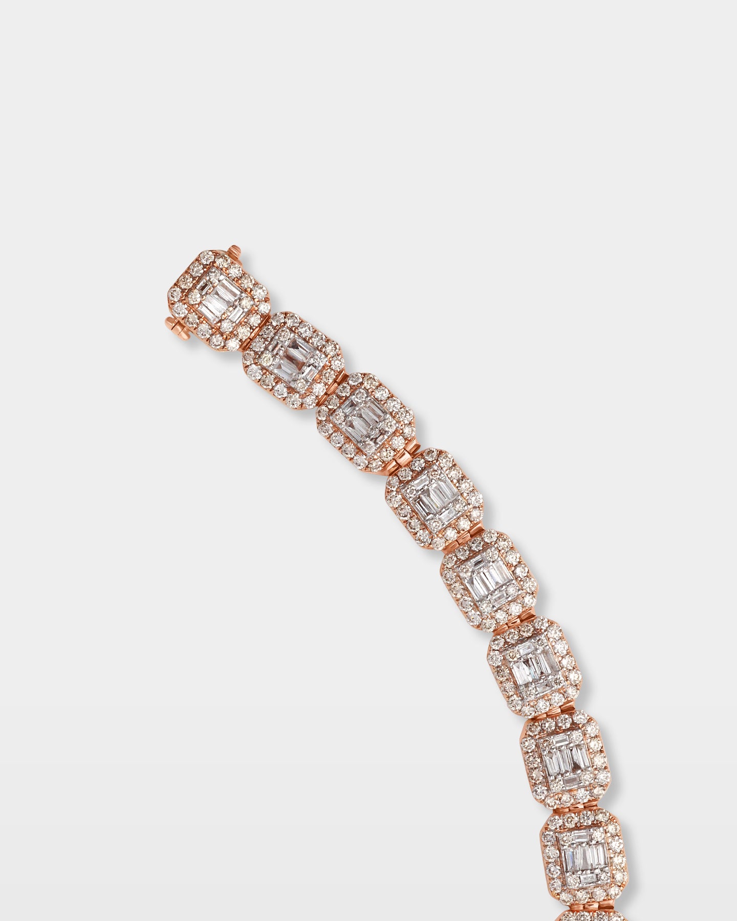 Rose Gold Round & Baguette Diamond Link Bracelet | The Ice Champ DFW, Texas