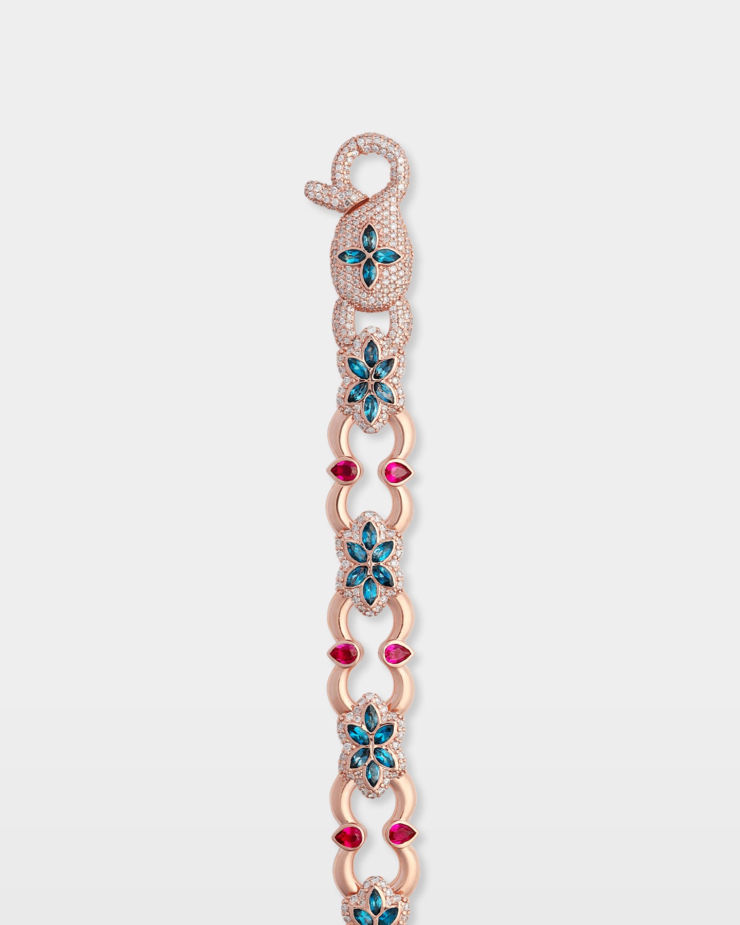 Rose Gold Ruby Aquamarine Diamond Bracelet | The Ice Champ DFW