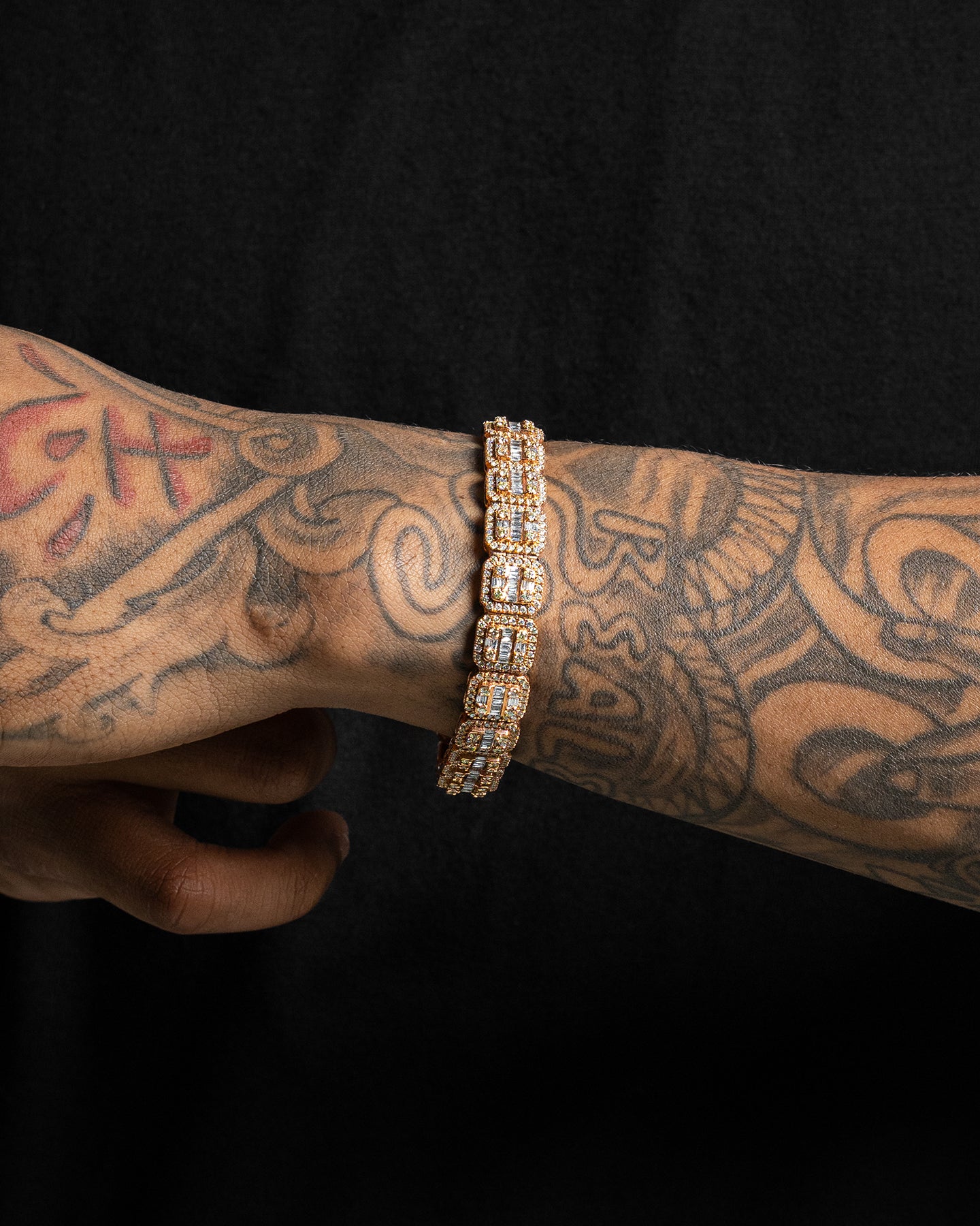 Rose Gold Square Link Diamond Bracelet | The Ice Champ Texas