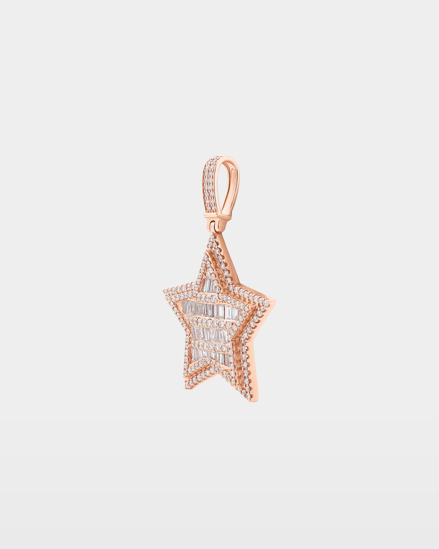 Rose Gold Star Baguette Diamond Pendant | The Ice Champ Gold Jewelry DFW