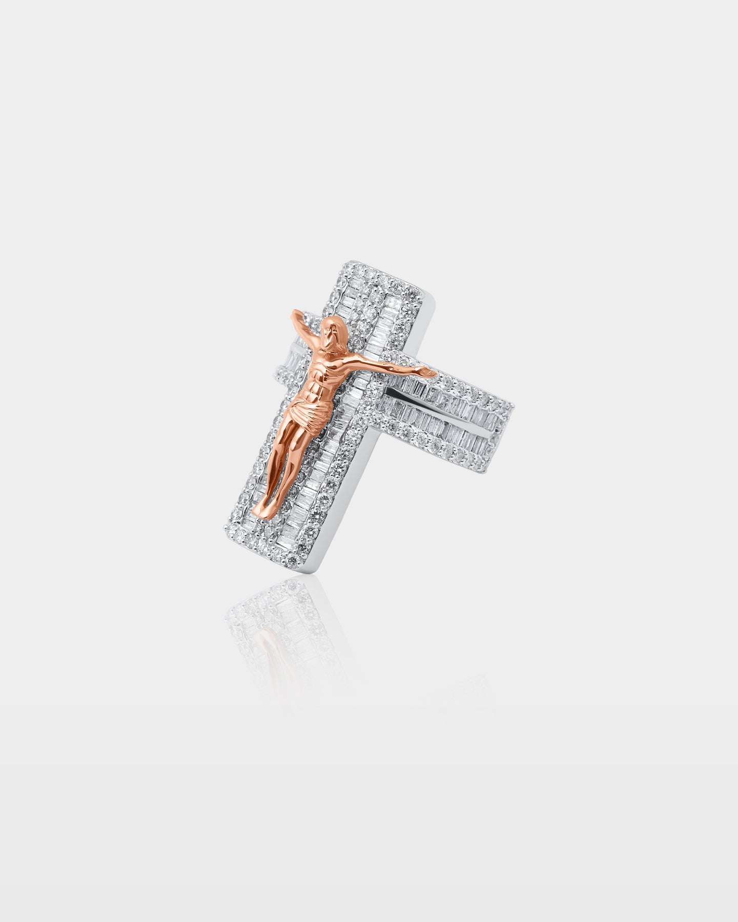 Two-Tone Crucifix Pavé Diamond Ring | The Ice Champ Dallas Texas