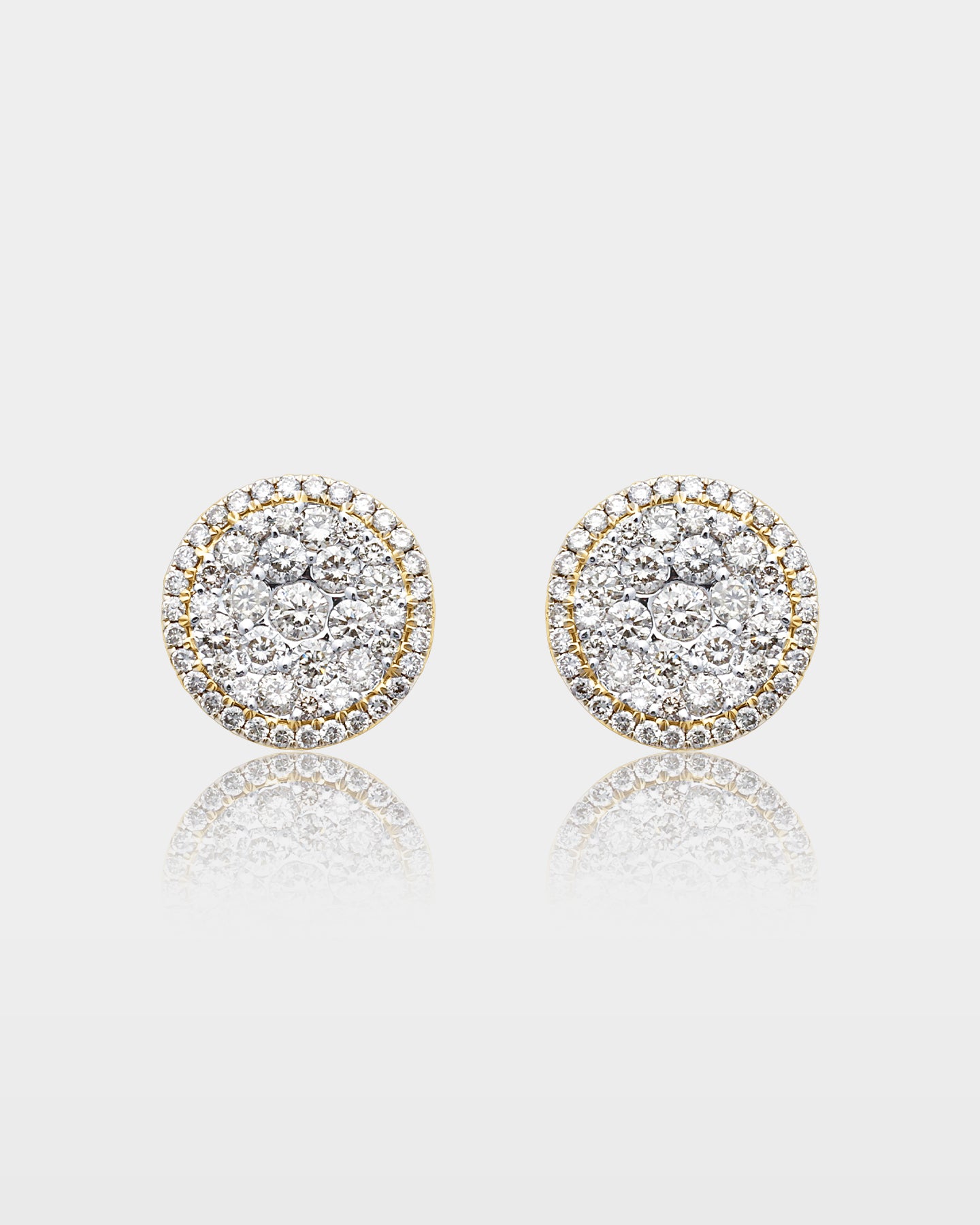 Round Cluster Pavé Diamond Studs | The Ice Champ Mens Gold Jewelry DFW