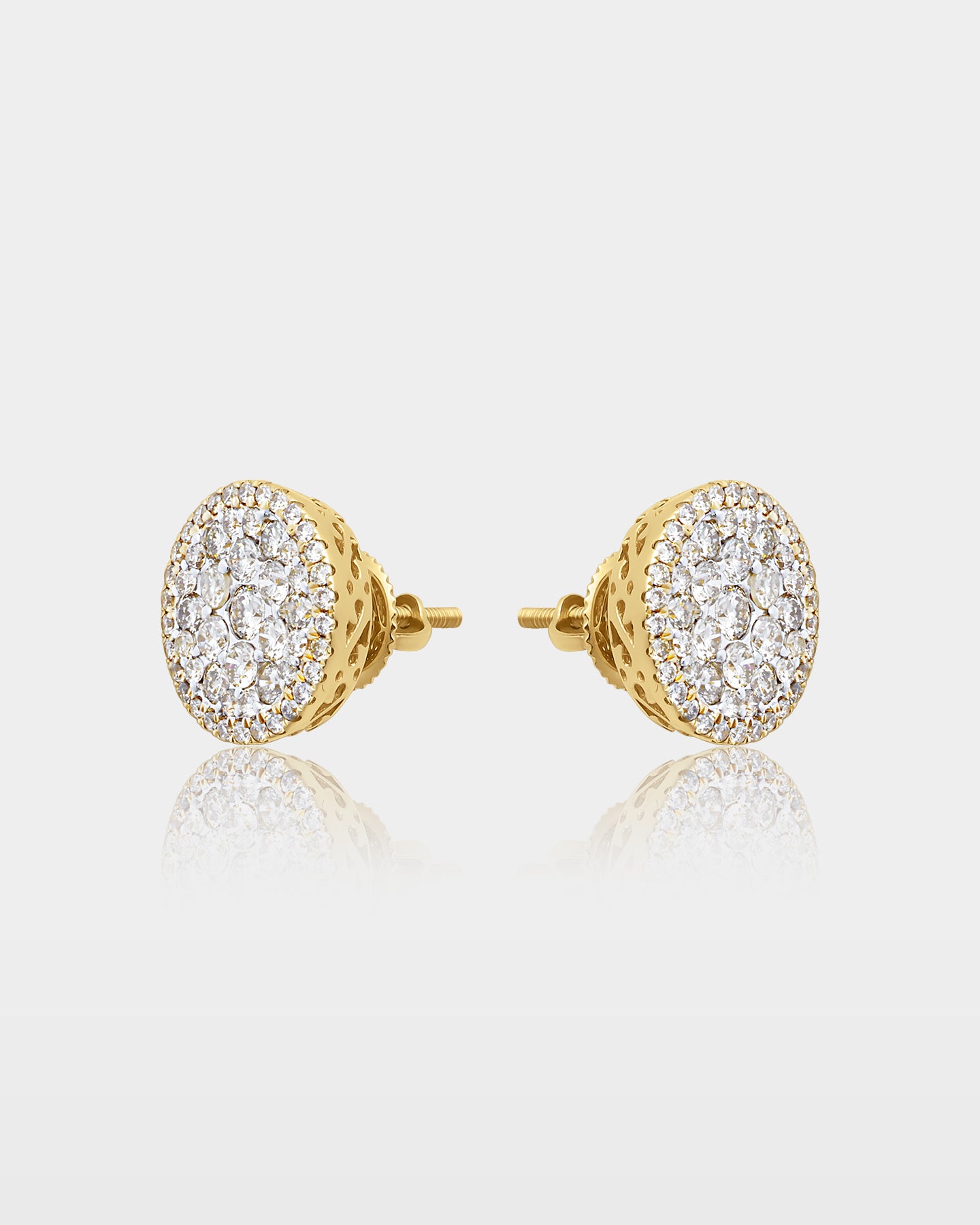 Round Cluster Pavé Diamond Studs | The Ice Champ Mens Gold Jewelry DFW