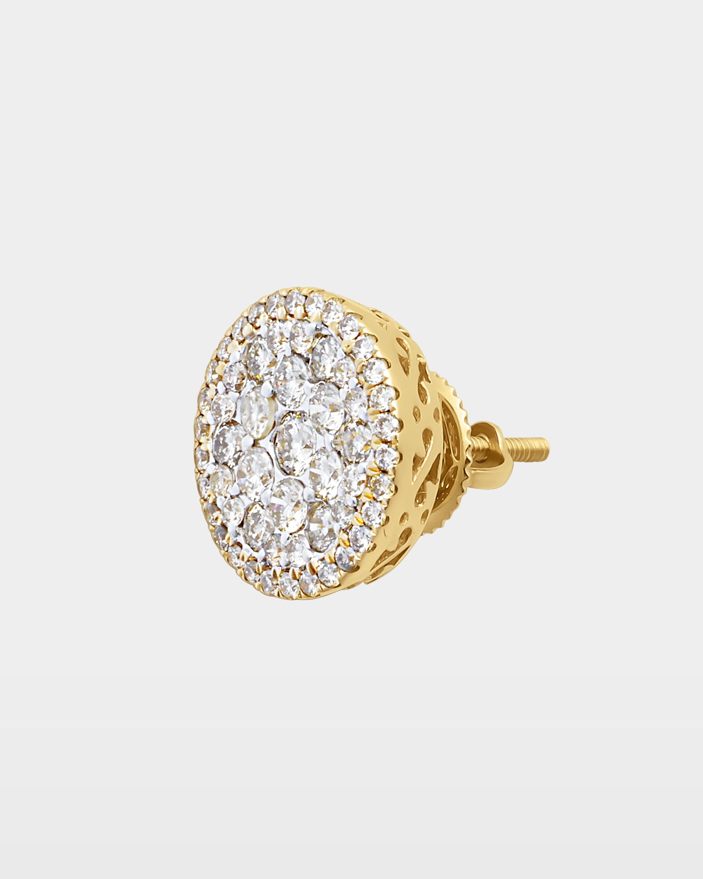 Round Cluster Pavé Diamond Studs | The Ice Champ Mens Gold Jewelry DFW