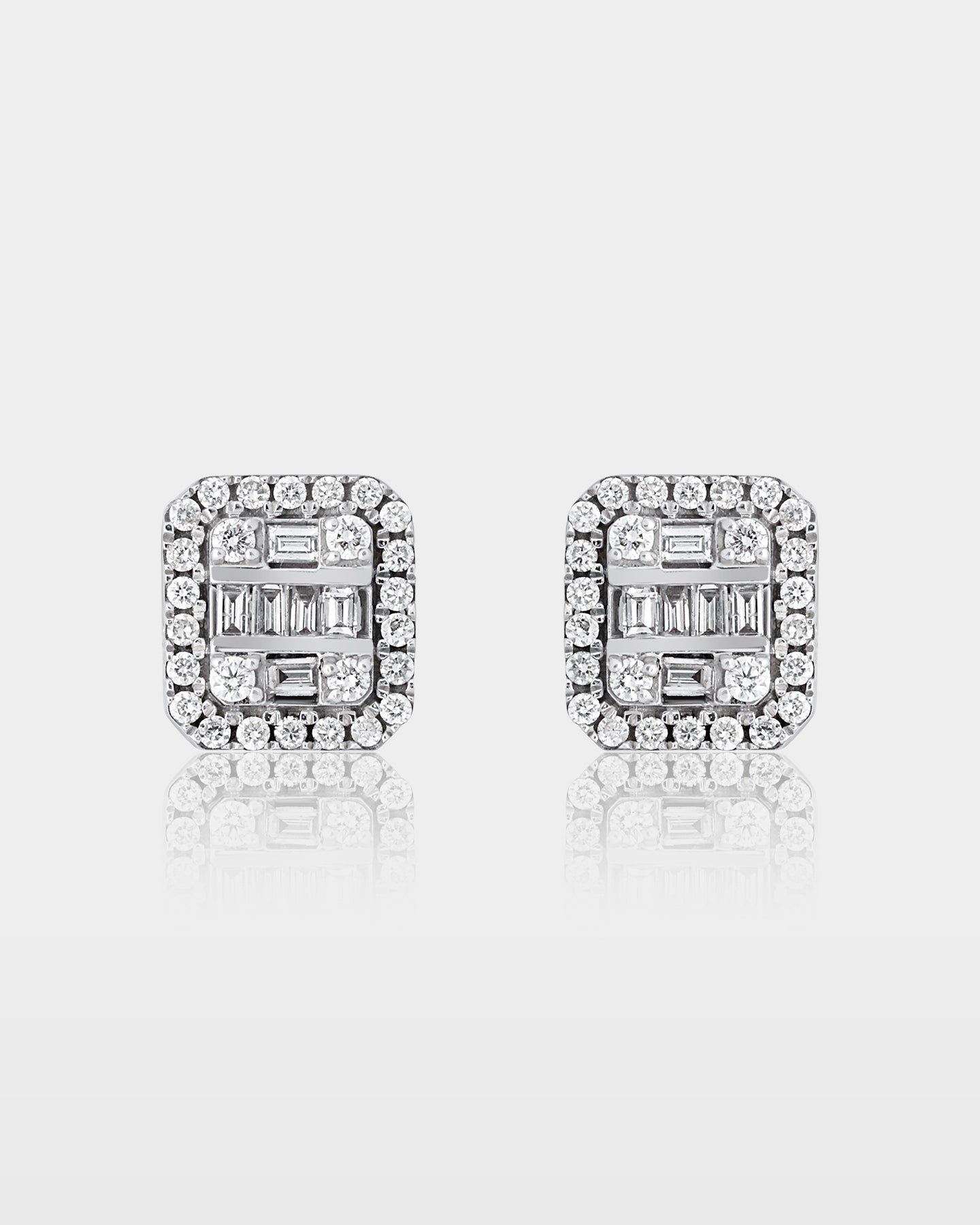 Round & Baguette Diamond Stud Earrings | The Ice Champ Dallas, TX