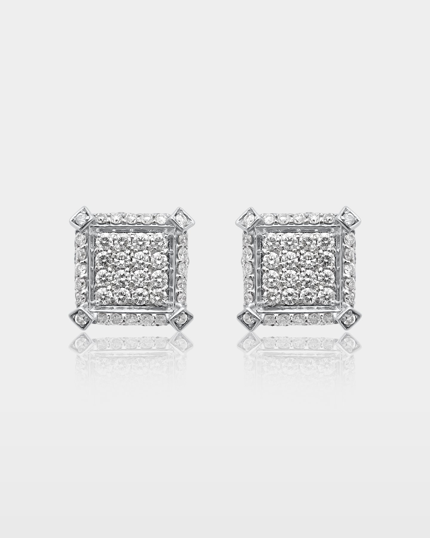 Square Diamond Cluster Studs | The Ice Champ