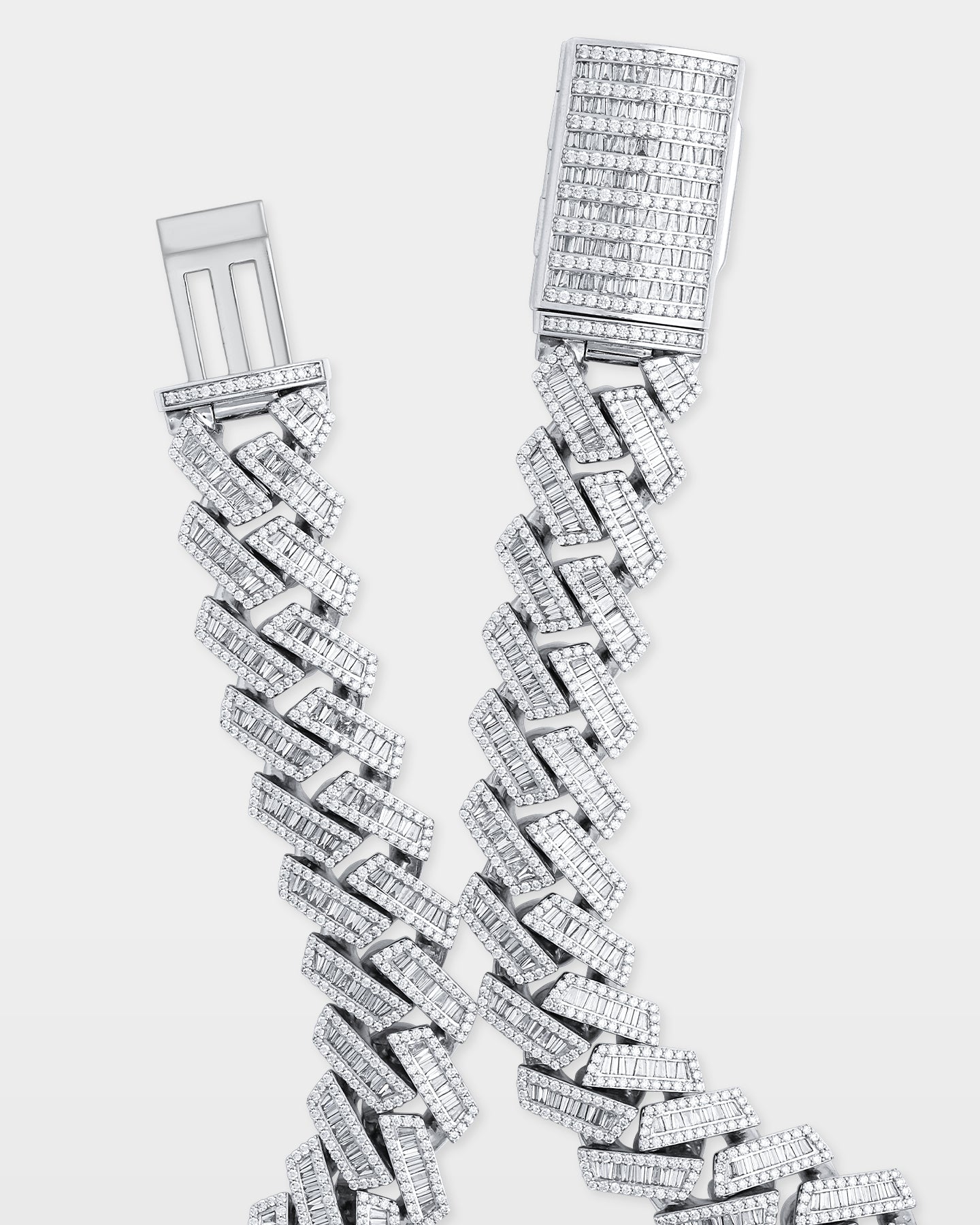 White Gold Trapezoid Diamond Cuban Link Chain 20MM | The Ice Champ DFW