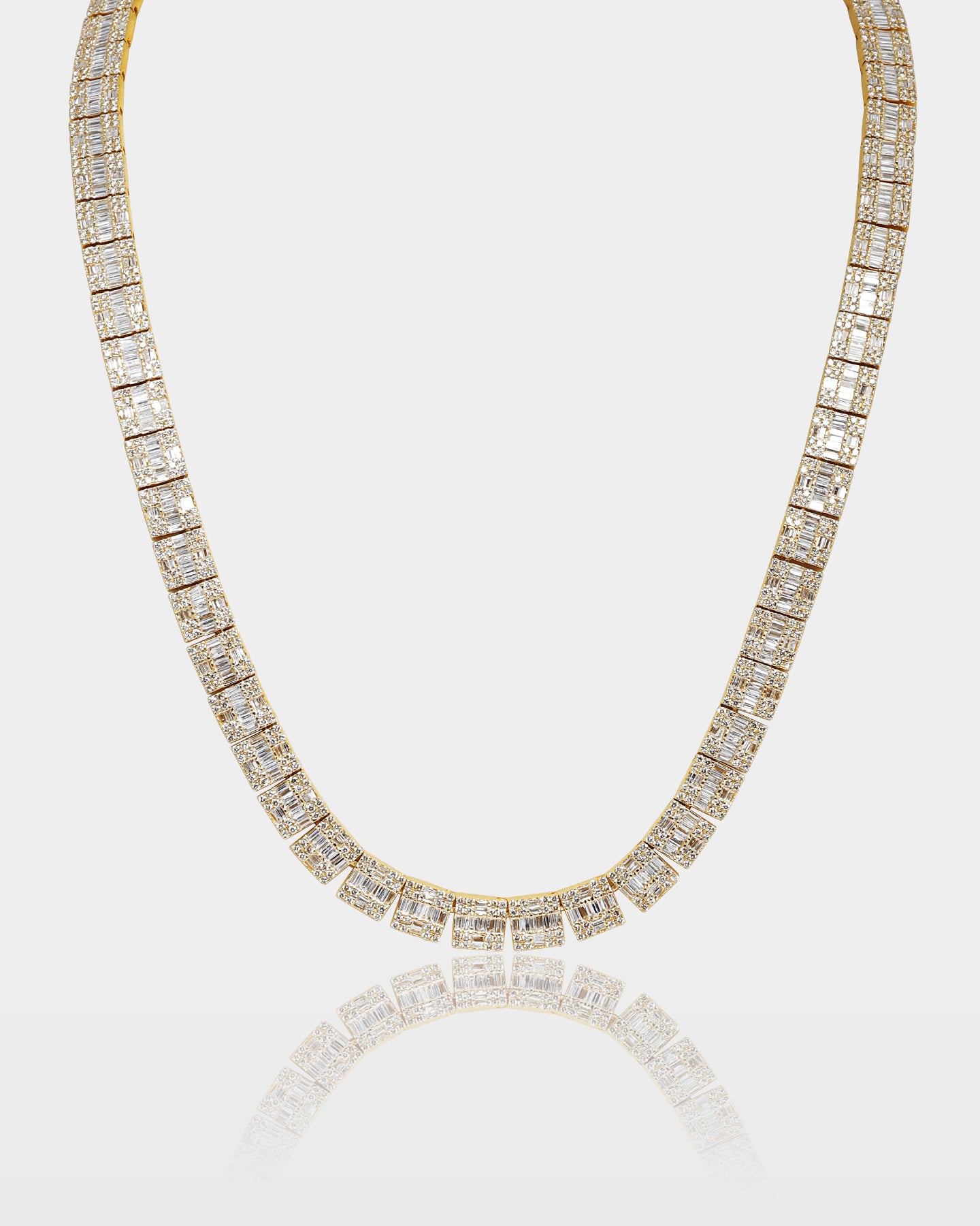 Gold Triple Row Square Diamond Tennis Necklace | The Ice Champ Jewelry
