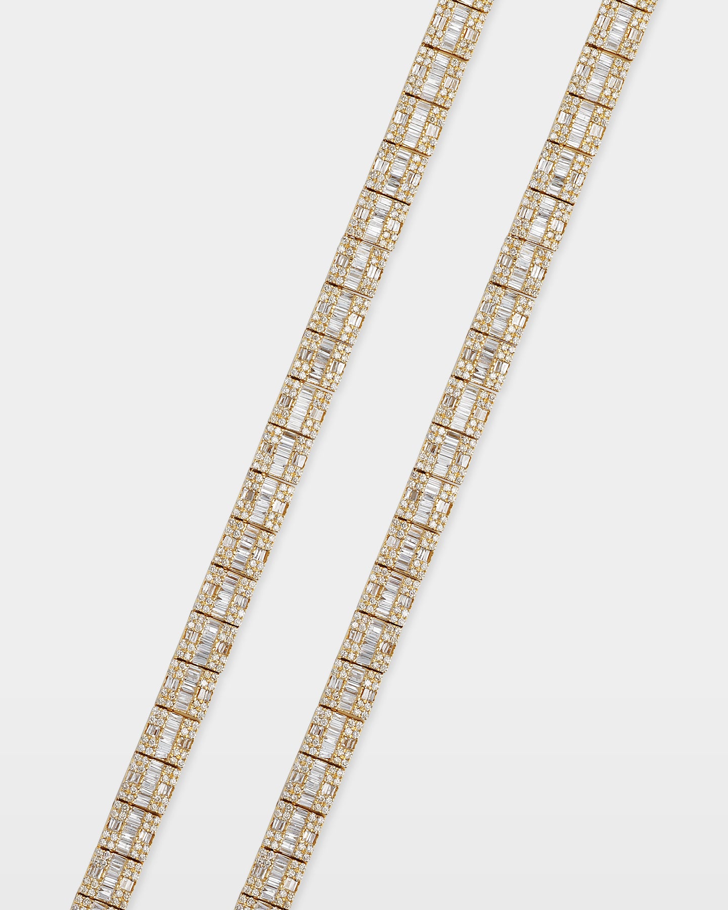 Gold Triple Row Square Diamond Tennis Necklace | The Ice Champ Jewelry