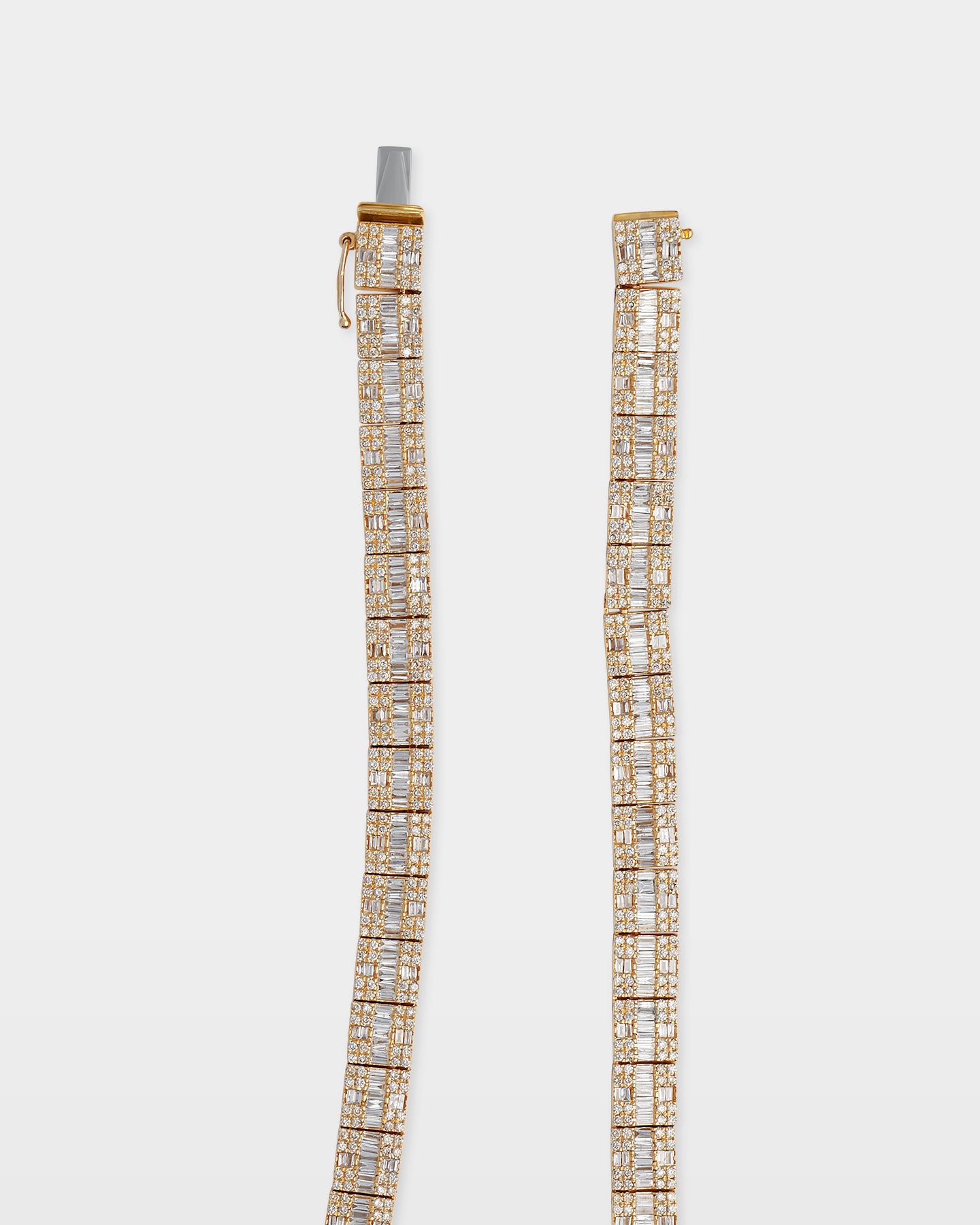 Gold Triple Row Square Diamond Tennis Necklace | The Ice Champ Jewelry