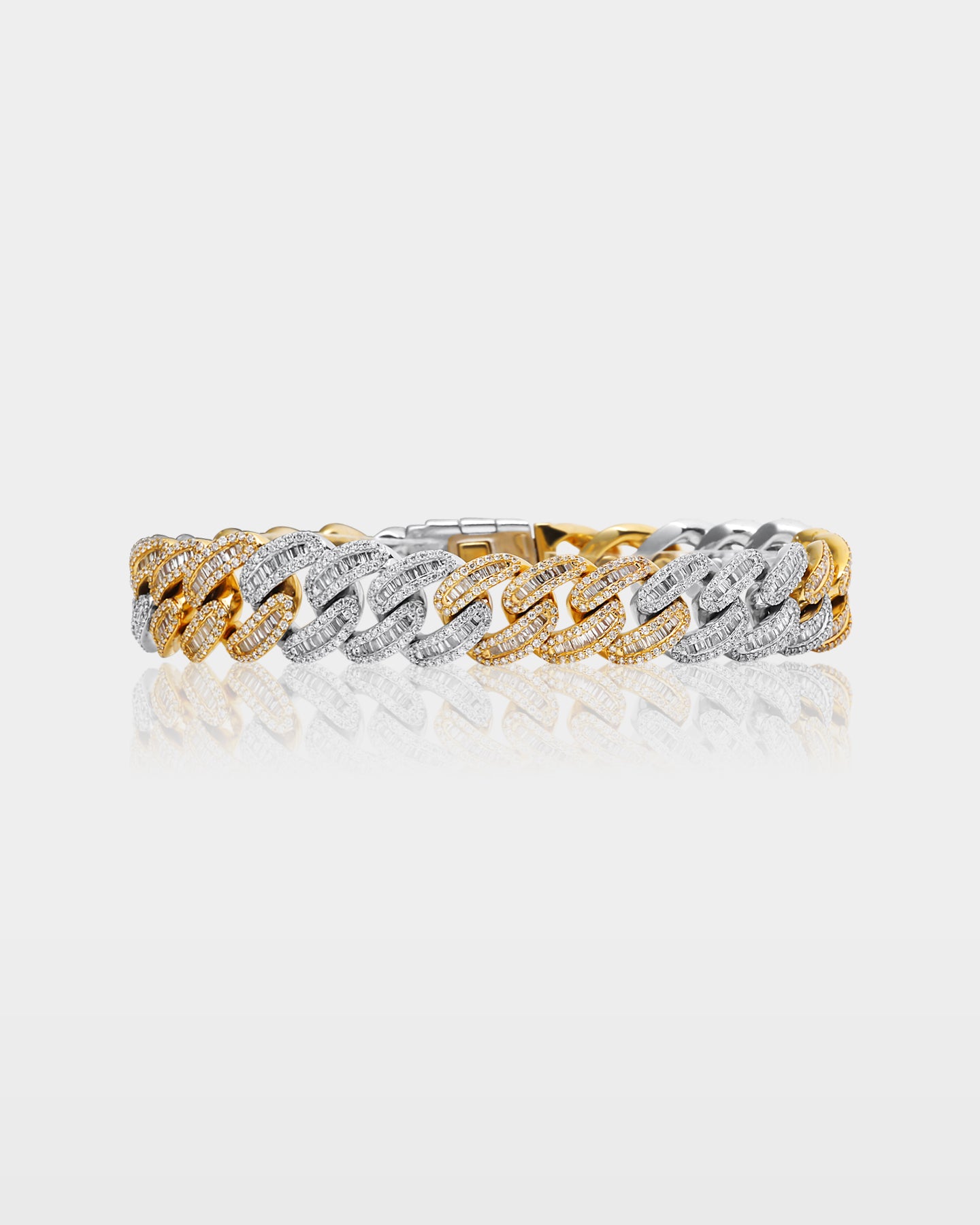 White and Yellow Gold Chunky Diamond Cuban Link Bracelet | The Ice Champ Grapevine, Texas