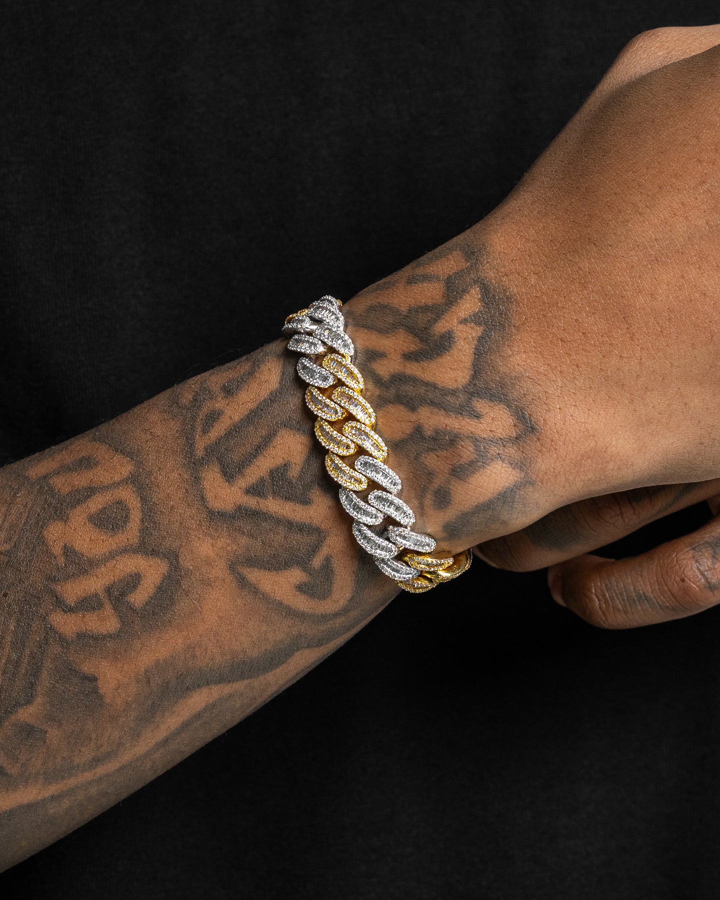 White and Yellow Gold Chunky Diamond Cuban Link Bracelet | The Ice Champ