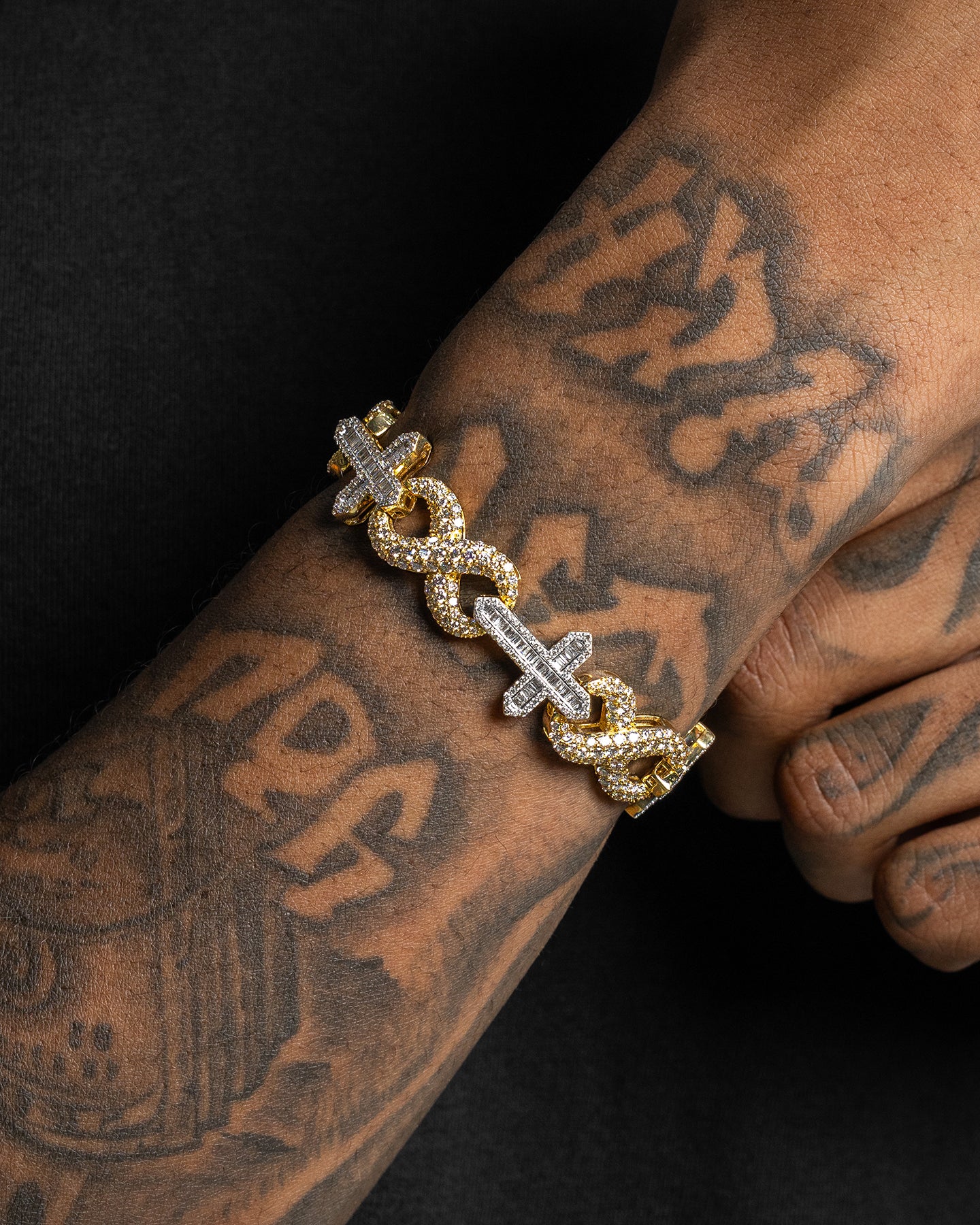 10k Gold Cross and Infinity Diamond Bracelet | The Ice Champ Jewelry