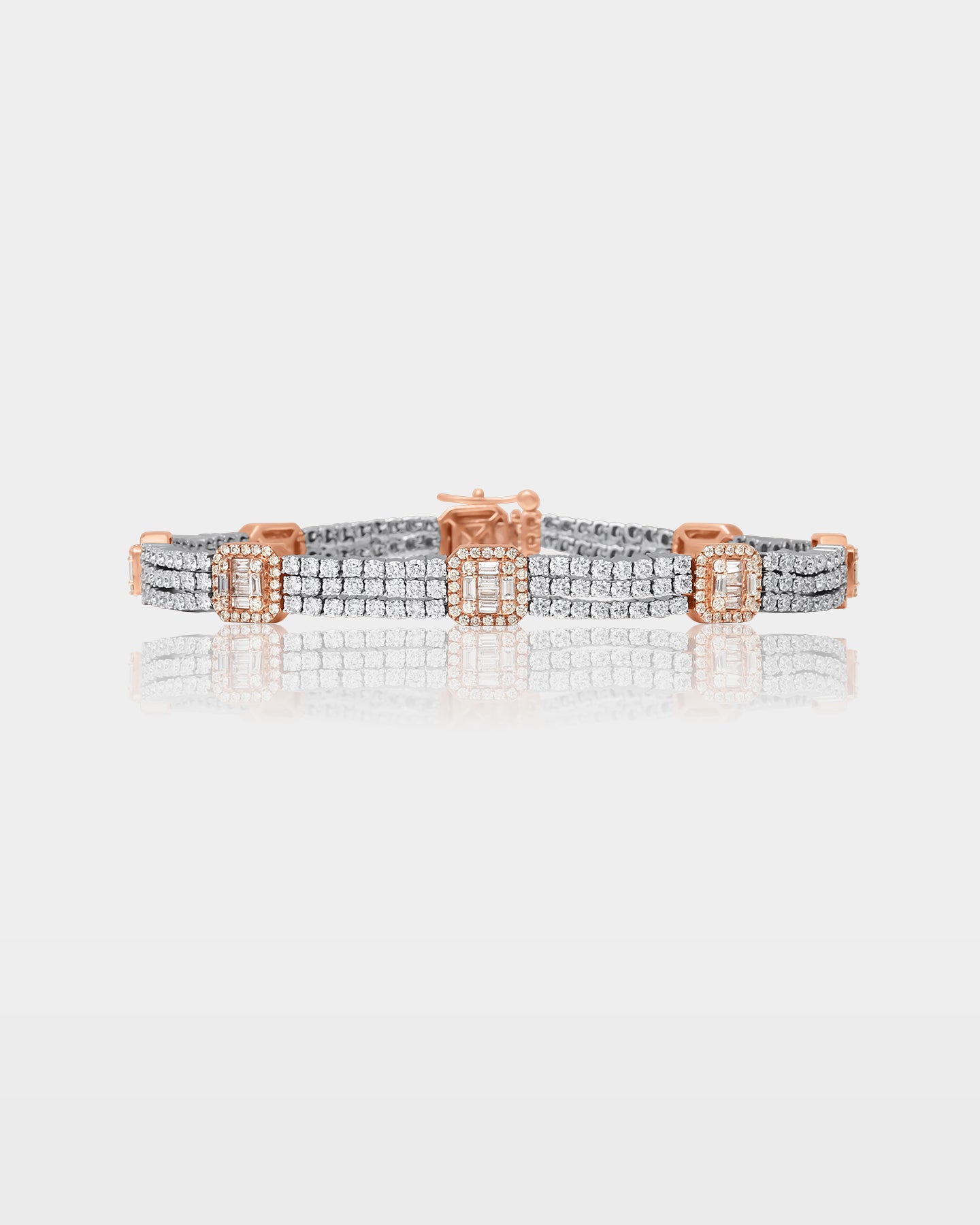 Rose and White Gold Diamond Halo Link Bracelet | The Ice Champ Grapevine, Texas