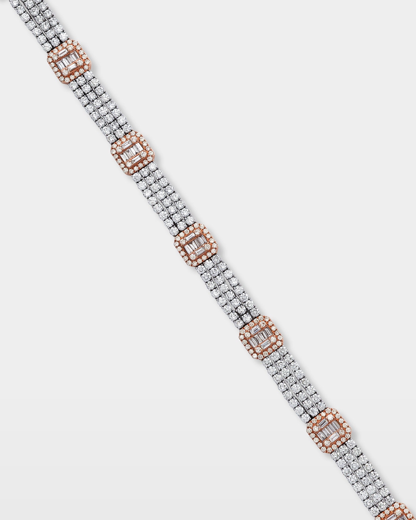Rose and White Gold Diamond Halo Link Bracelet | The Ice Champ Grapevine, Texas
