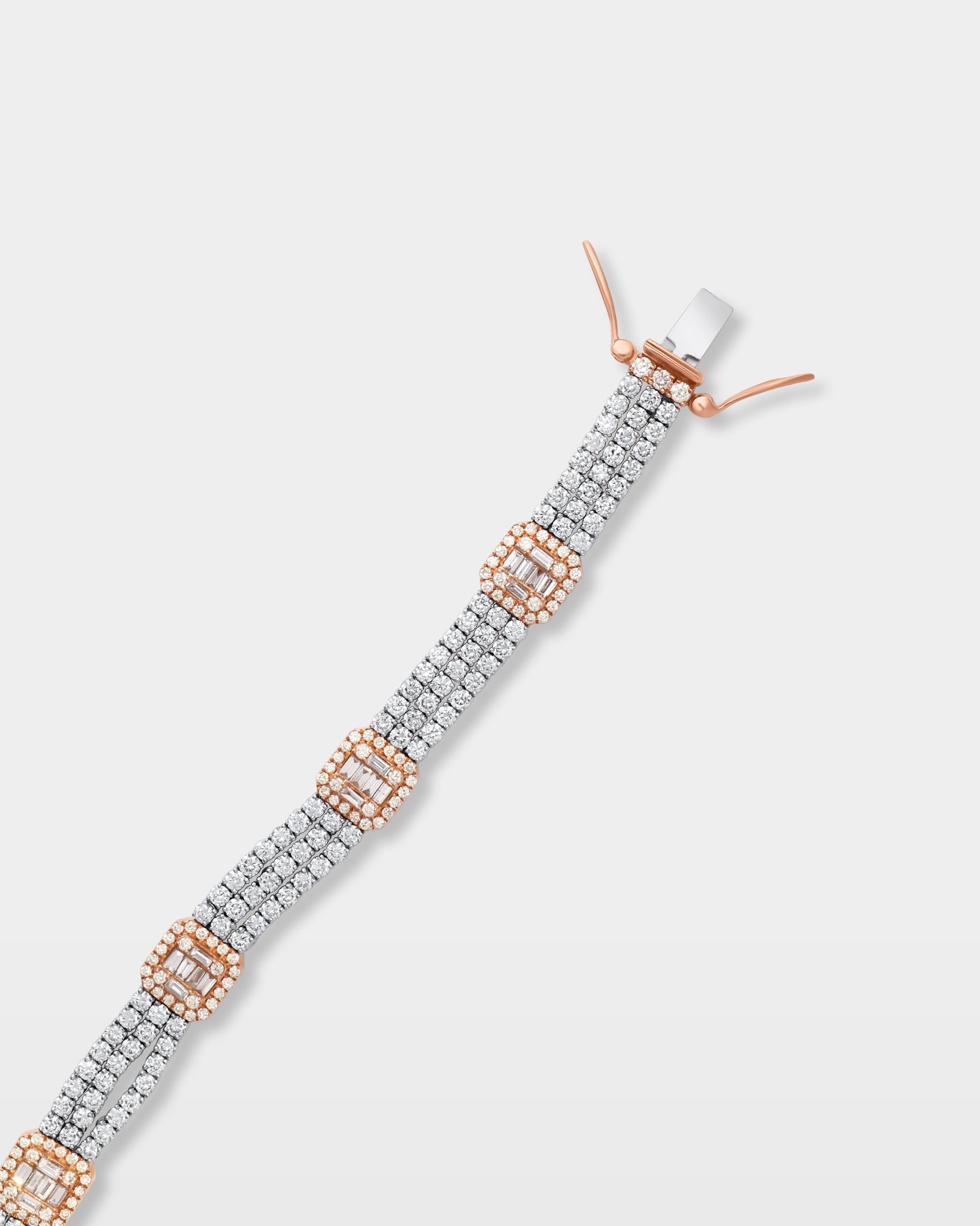 Rose and White Gold Diamond Halo Link Bracelet | The Ice Champ Grapevine, Texas