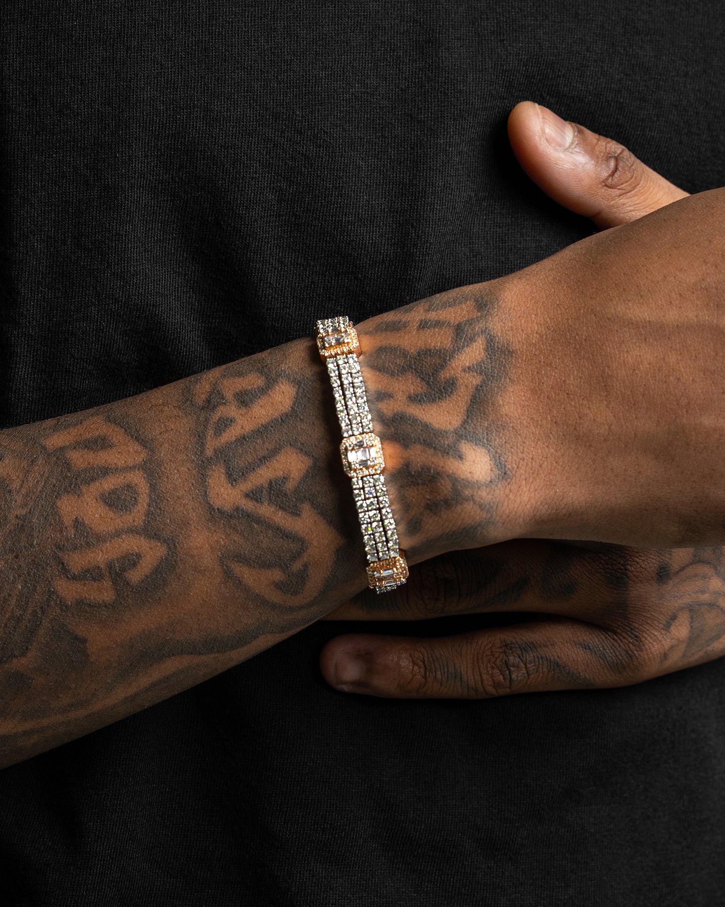 Rose and White Gold Diamond Halo Link Bracelet | The Ice Champ TX