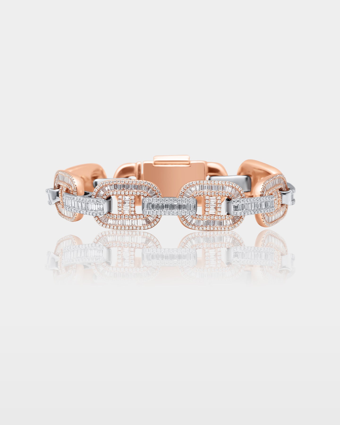 Rose and White Gold Diamond Mariner Link Bracelet | The Ice Champ DFW, Texas