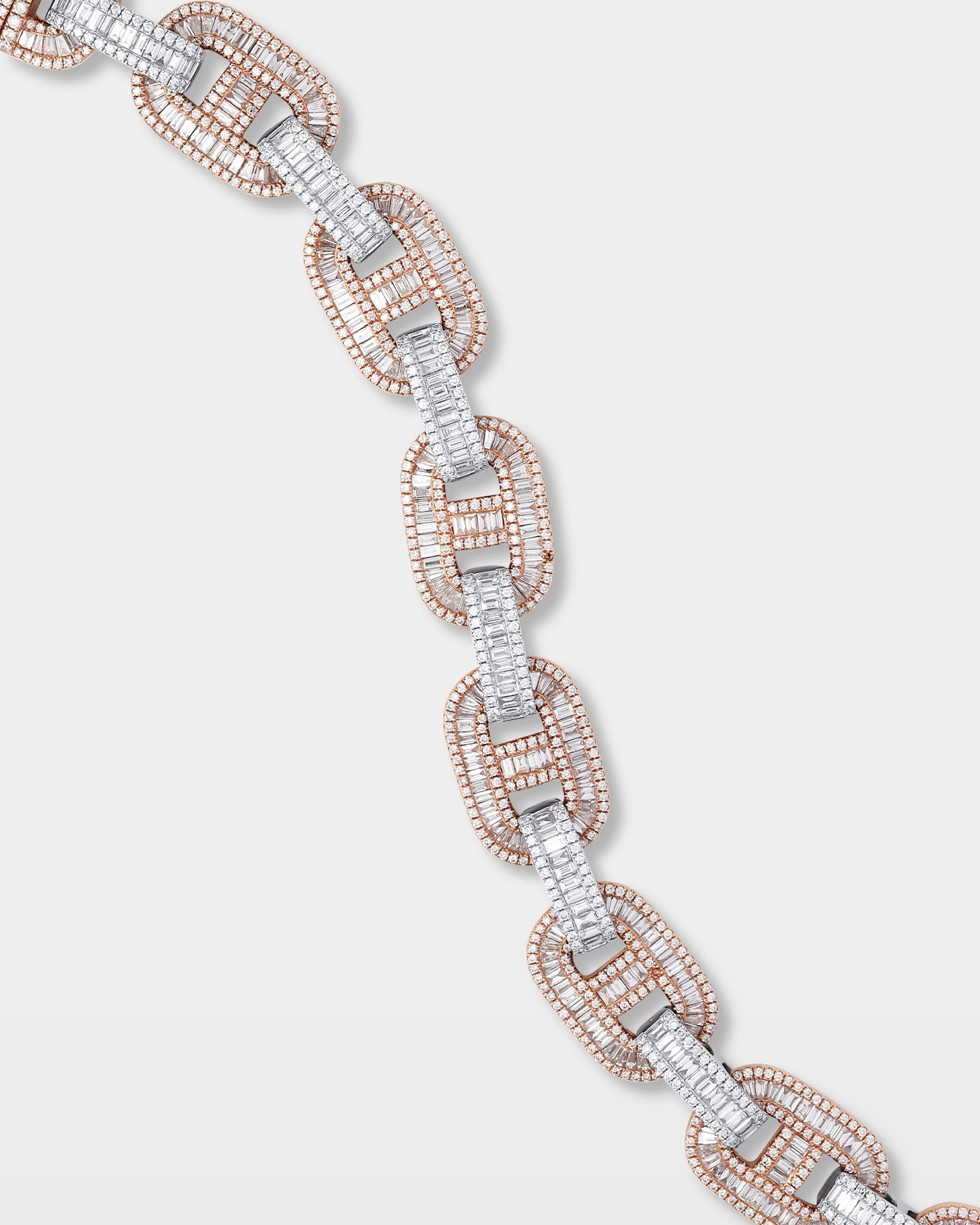 Rose and White Gold Diamond Mariner Link Bracelet | The Ice Champ DFW, Texas