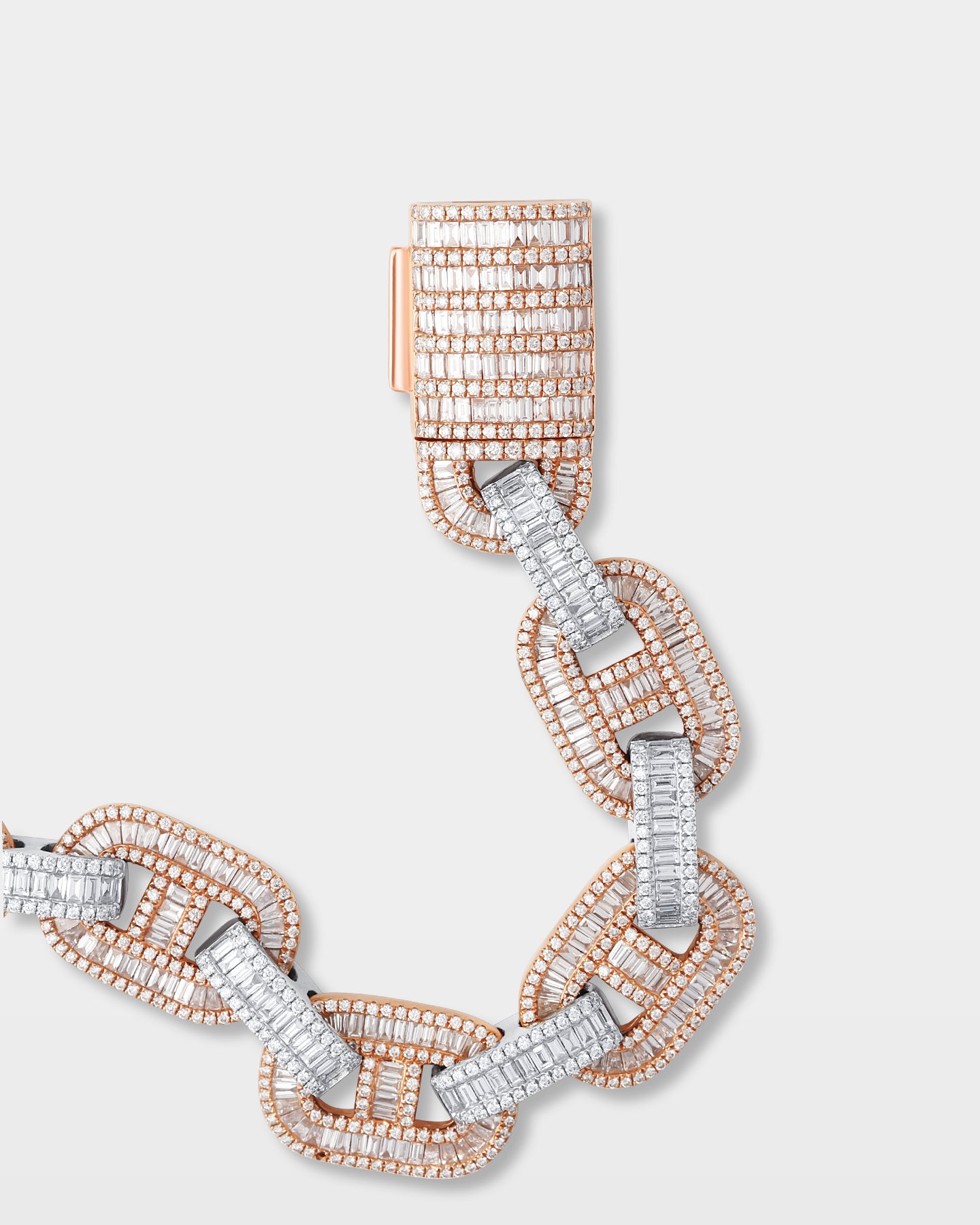 Rose and White Gold Diamond Mariner Link Bracelet | The Ice Champ DFW, Texas