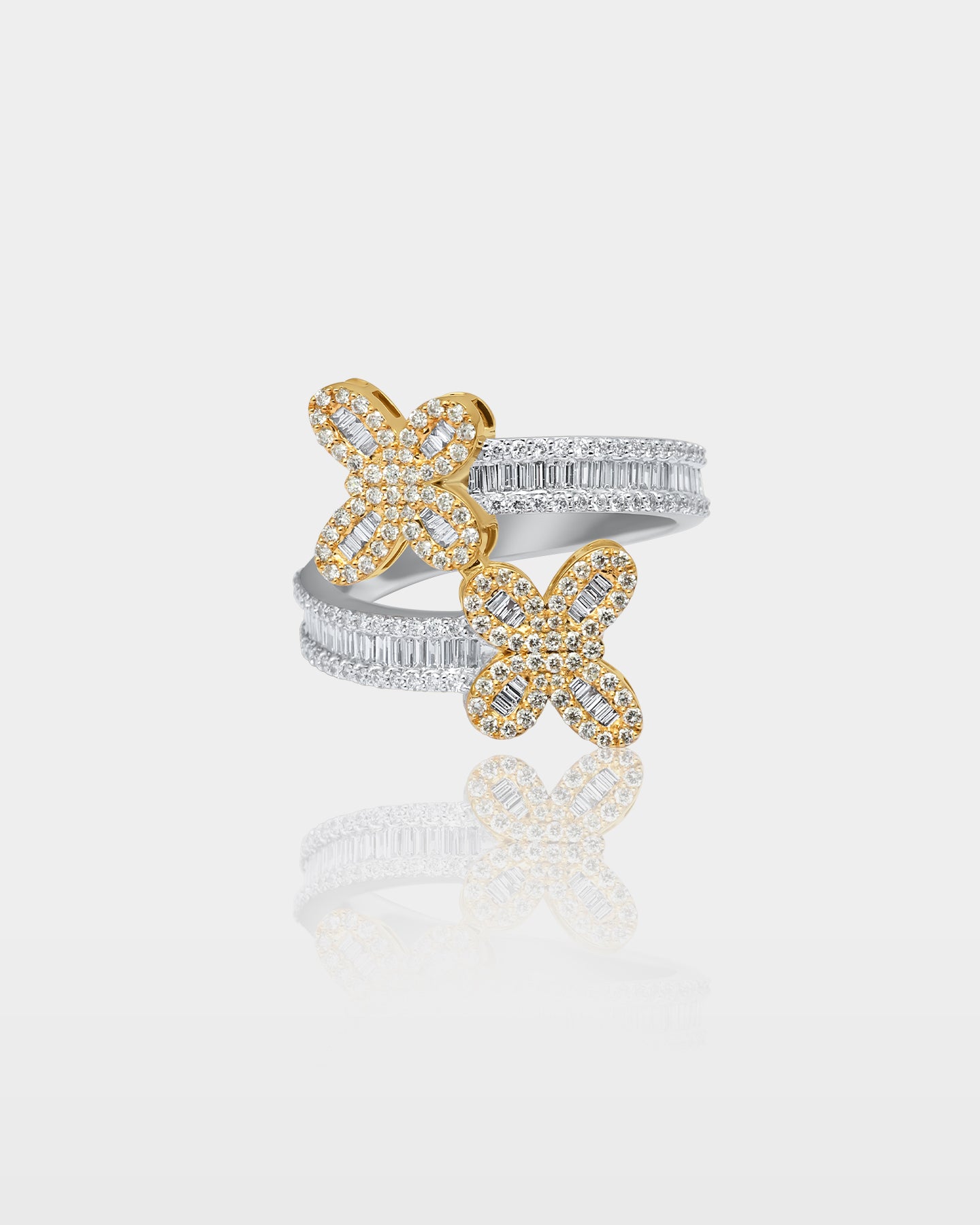Yellow & White Gold Double-Butterfly Diamond Wrap Ring | The Ice Champ DFW, Texas