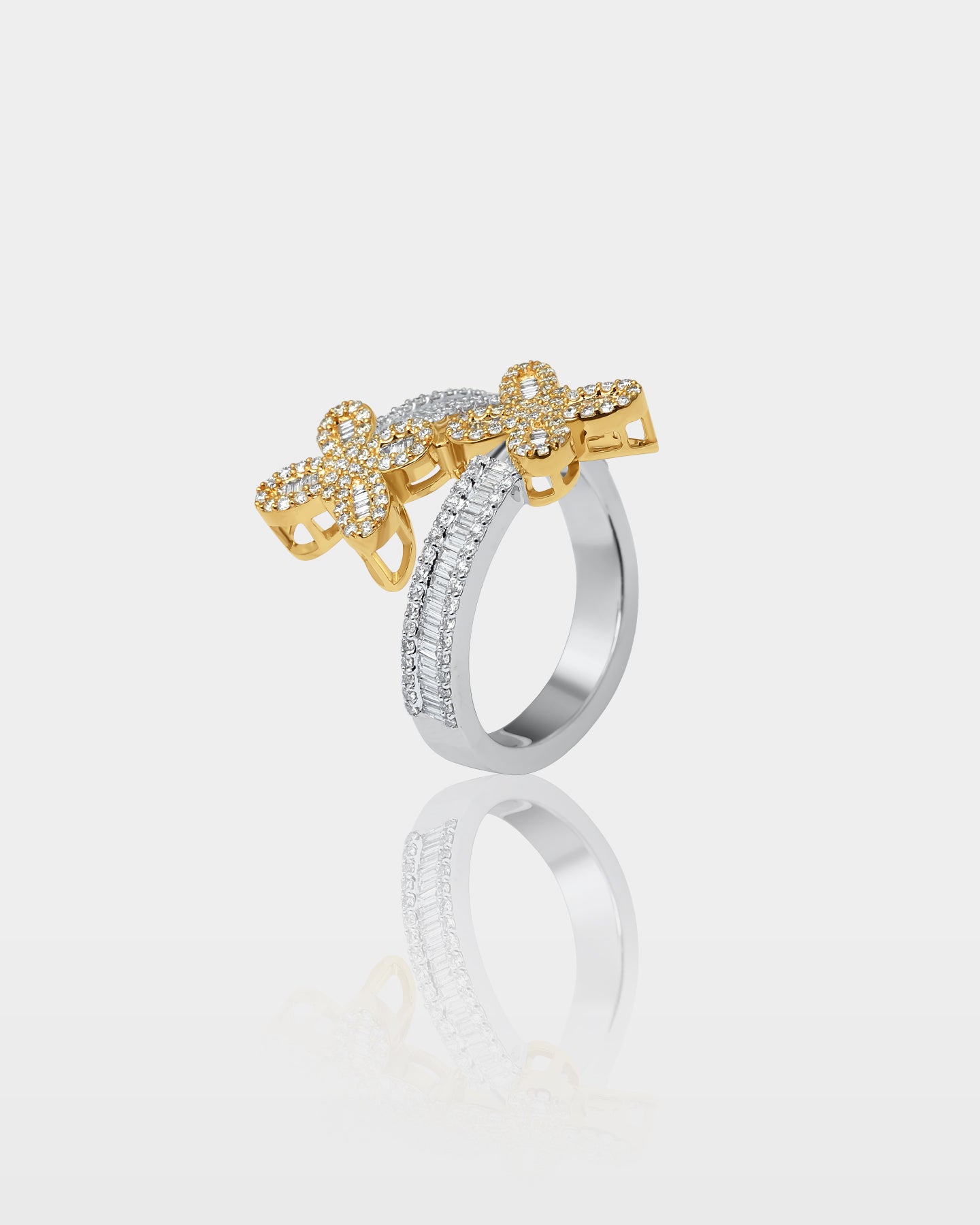 Yellow & White Gold Double-Butterfly Diamond Wrap Ring | The Ice Champ DFW, Texas