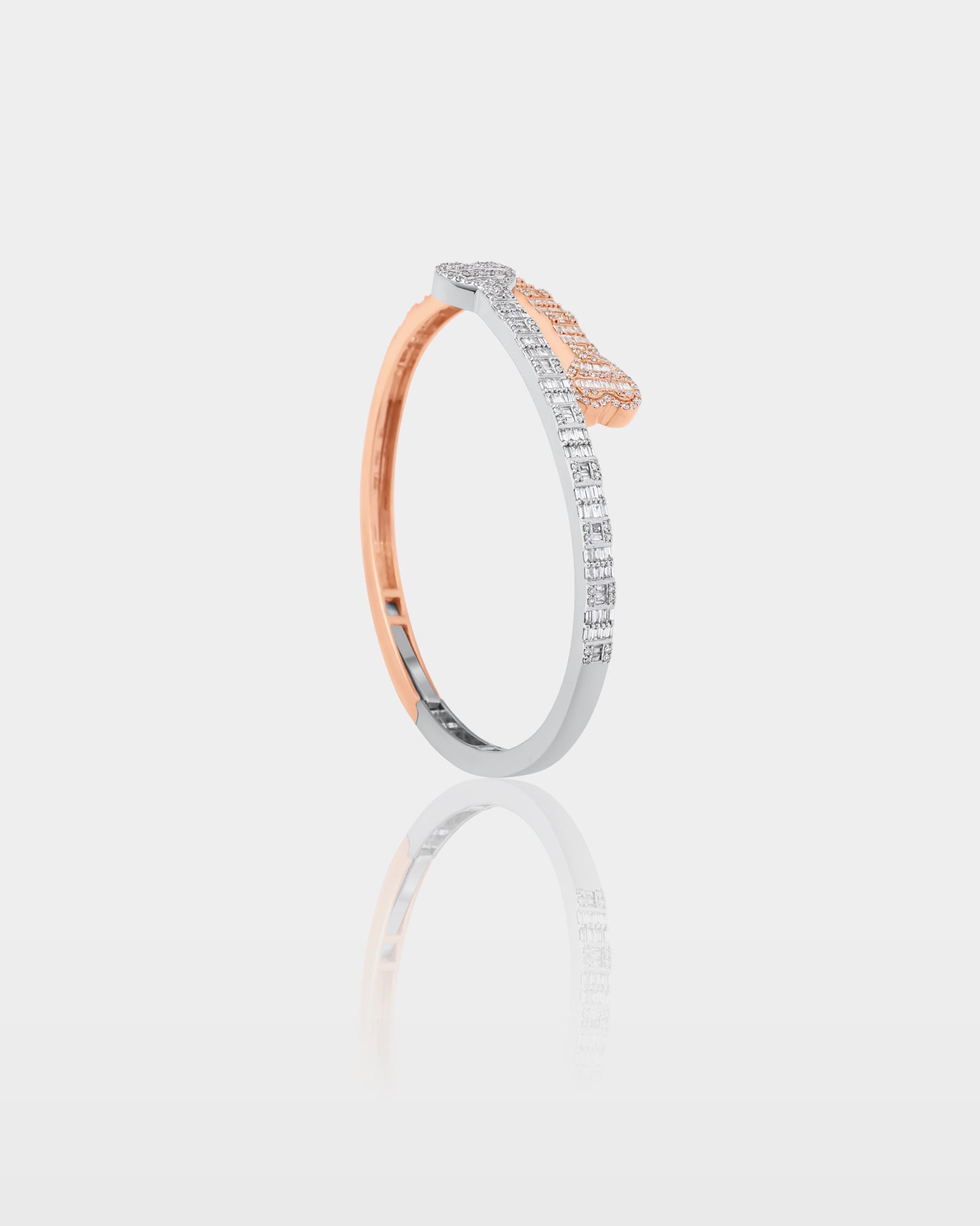 10k Gold Double Heart Diamond Bangle Bracelet | The Ice Champ DFW, TX