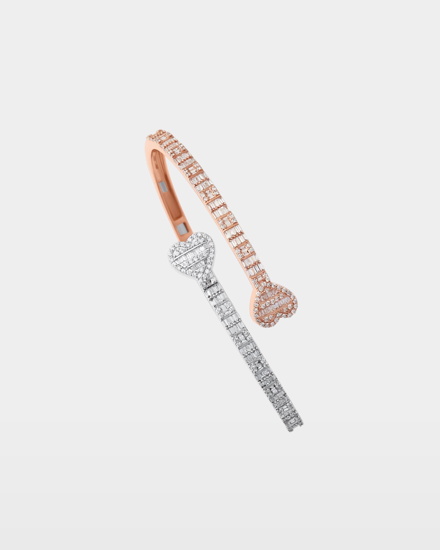 10k Gold Double Heart Diamond Bangle Bracelet | The Ice Champ DFW, TX