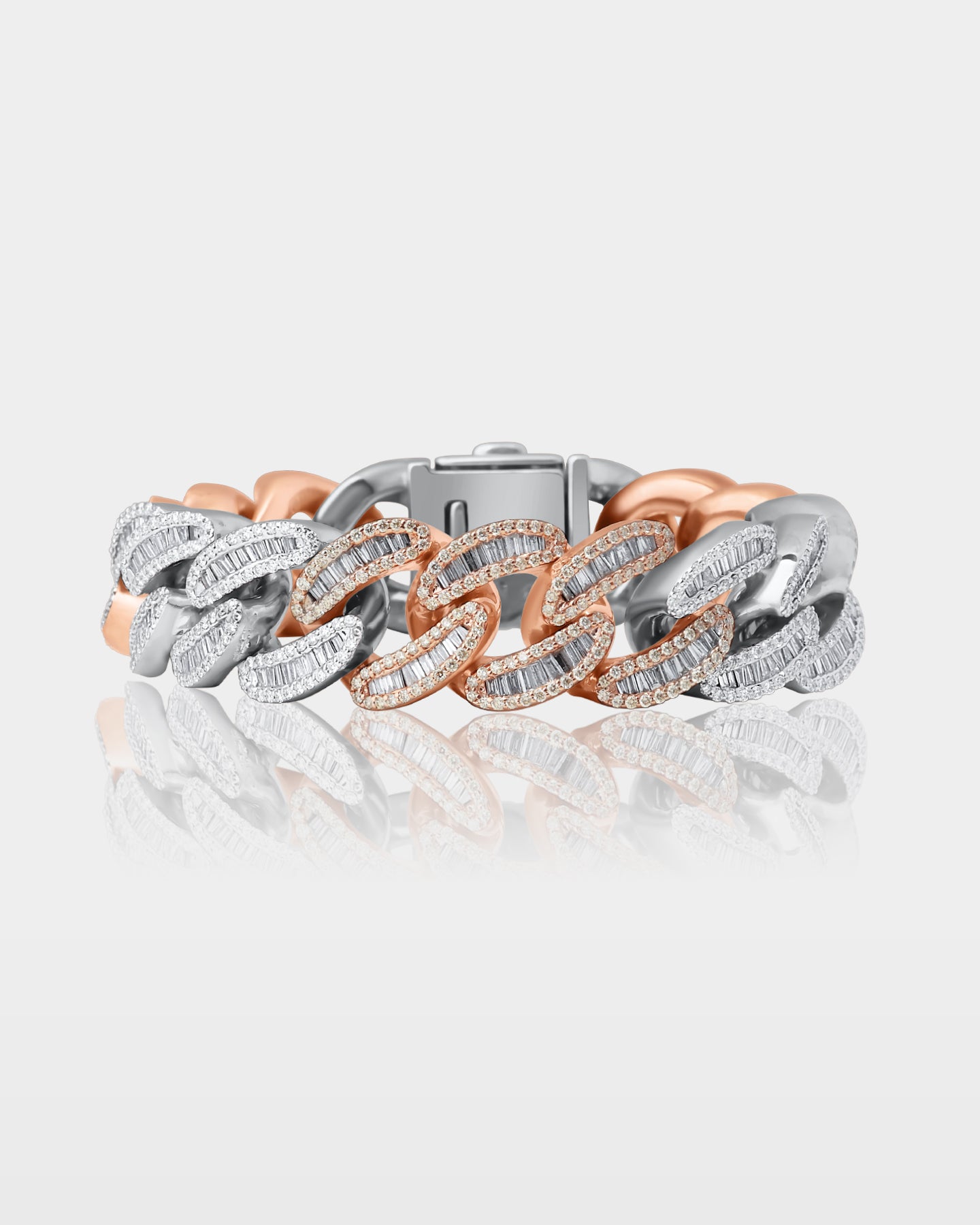 White and Rose Gold Chunky Diamond Cuban Link Bracelet | The Ice Champ Grapevine, TX