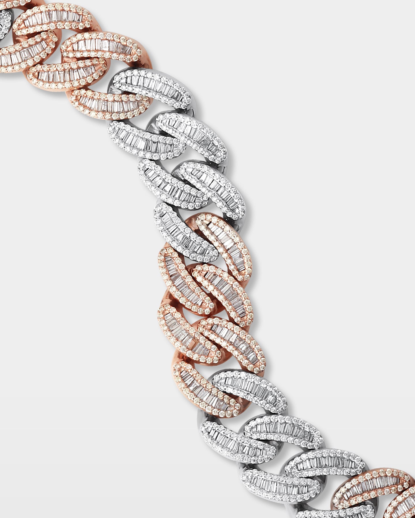 White and Rose Gold Chunky Diamond Cuban Link Bracelet | The Ice Champ Grapevine, TX