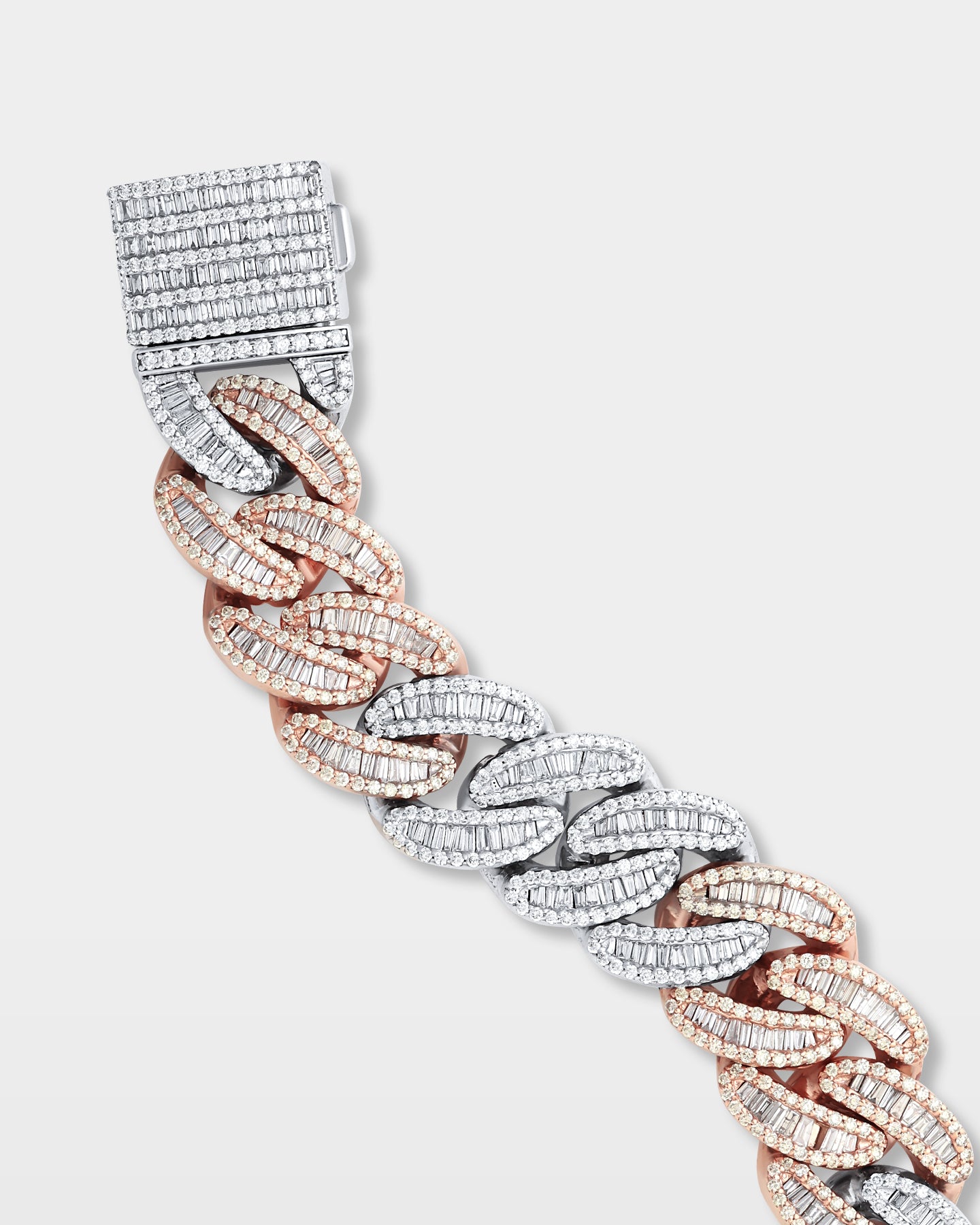 White and Rose Gold Chunky Diamond Cuban Link Bracelet | The Ice Champ Grapevine, TX