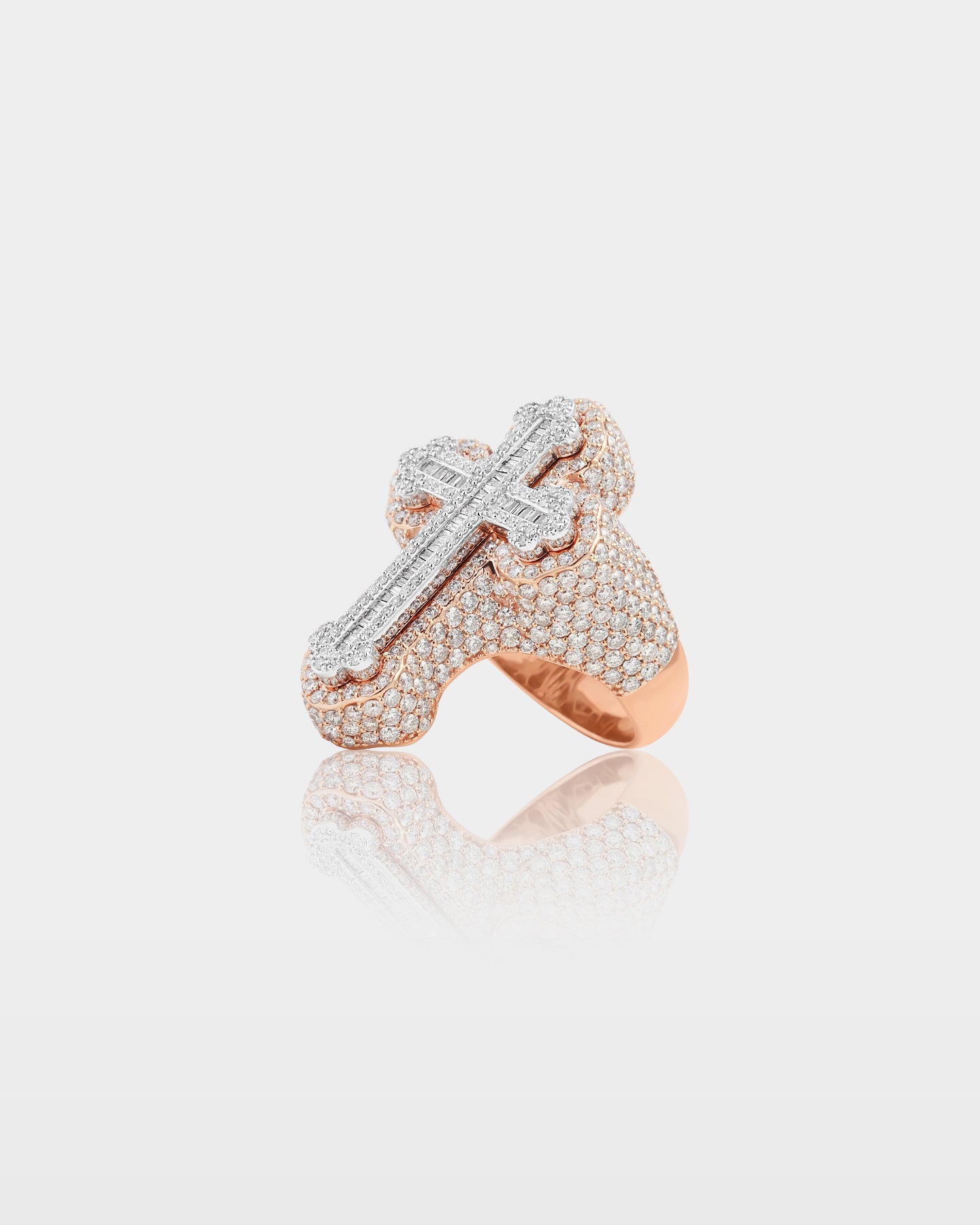 Two-Tone Gothic Cross Diamond Statement Ring | The Ice Champ Dallas